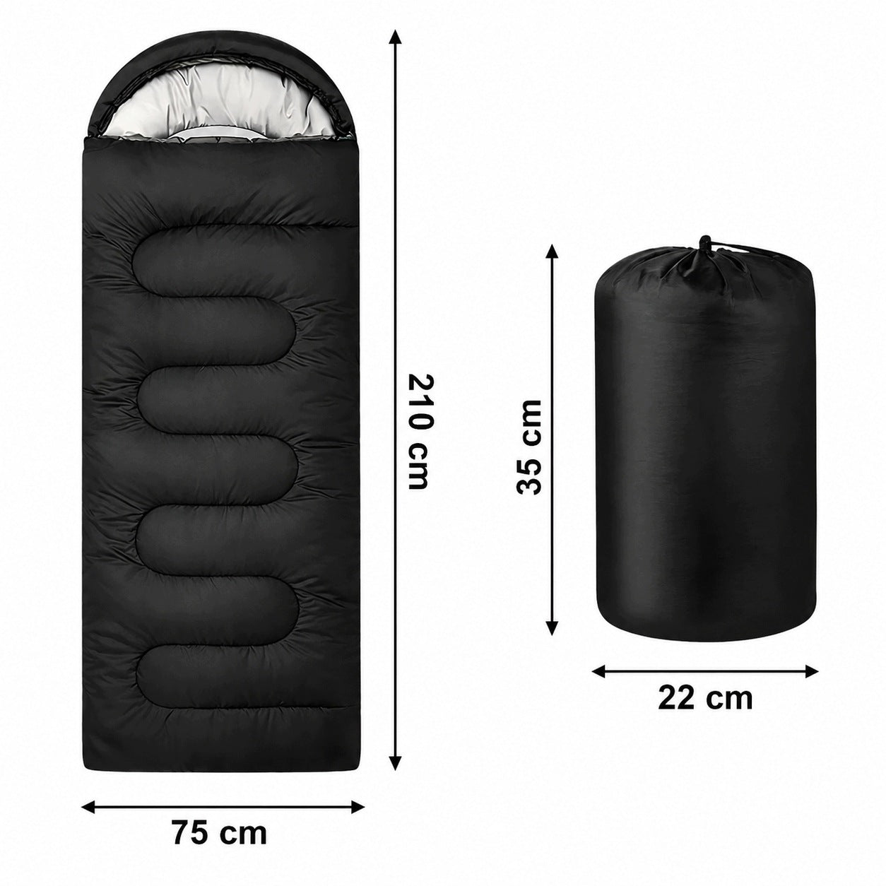HIKING SLEEPING BAG 2in1 WARM LARGE MUMMY DUVET LIGHT HOODED COVER Packaging status original