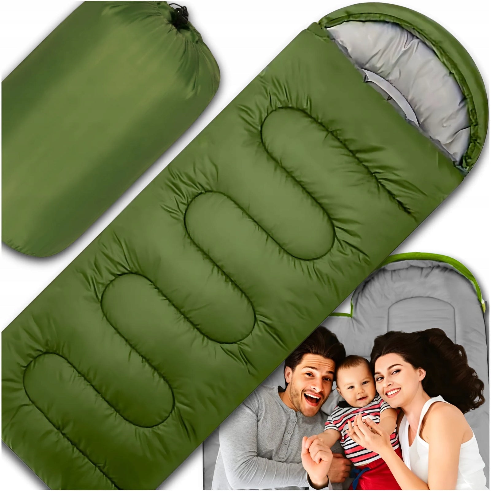 HIKING SLEEPING BAG CAMPING MUMMY HIKING DUVET WARM LIGHT HOOD Manufacturer code ŚPIWÓR TURYSTYCZNY MUMIA ZIELONY MEMFLOW