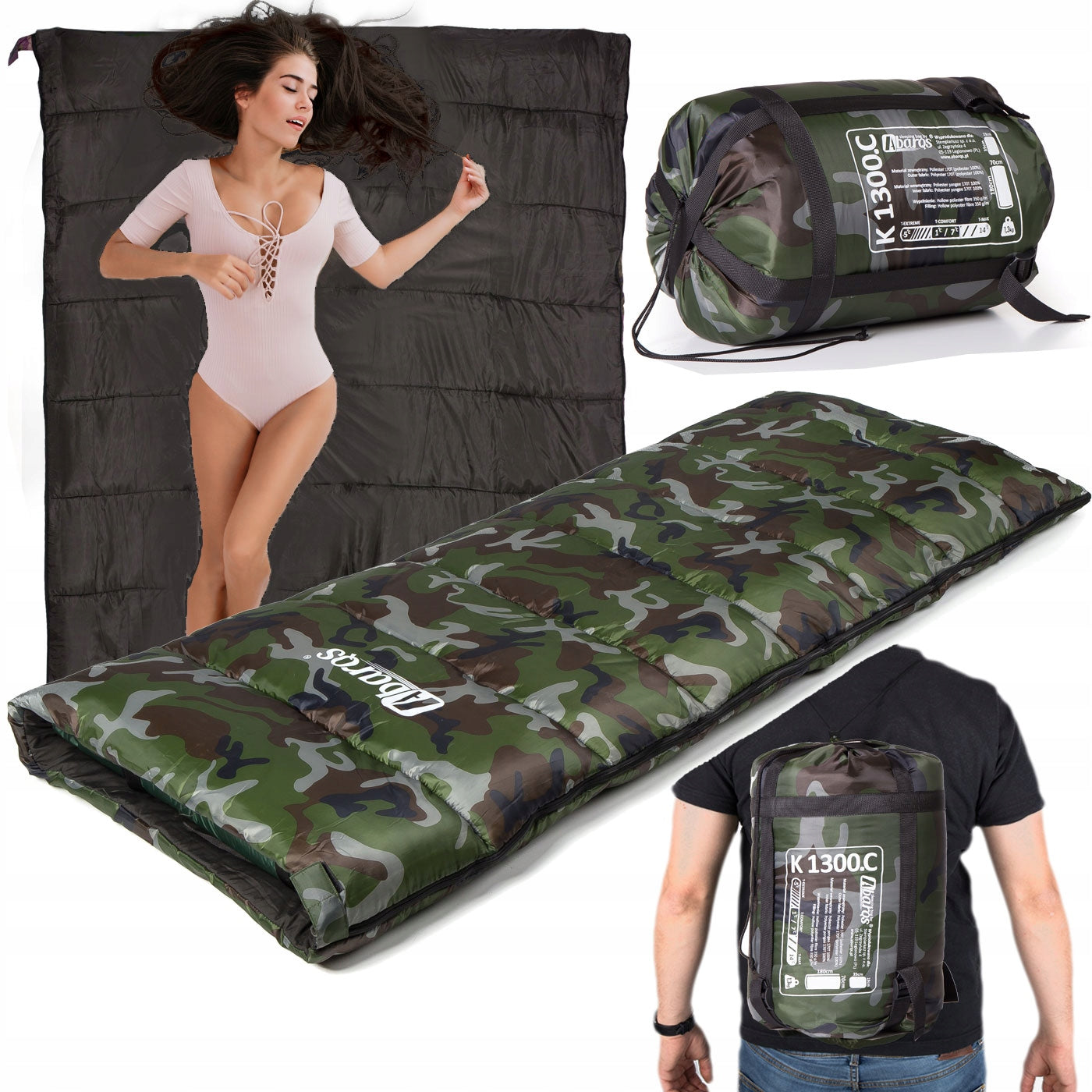 HIKING SLEEPING BAG DUVET 180x70CM LIGHT WARM