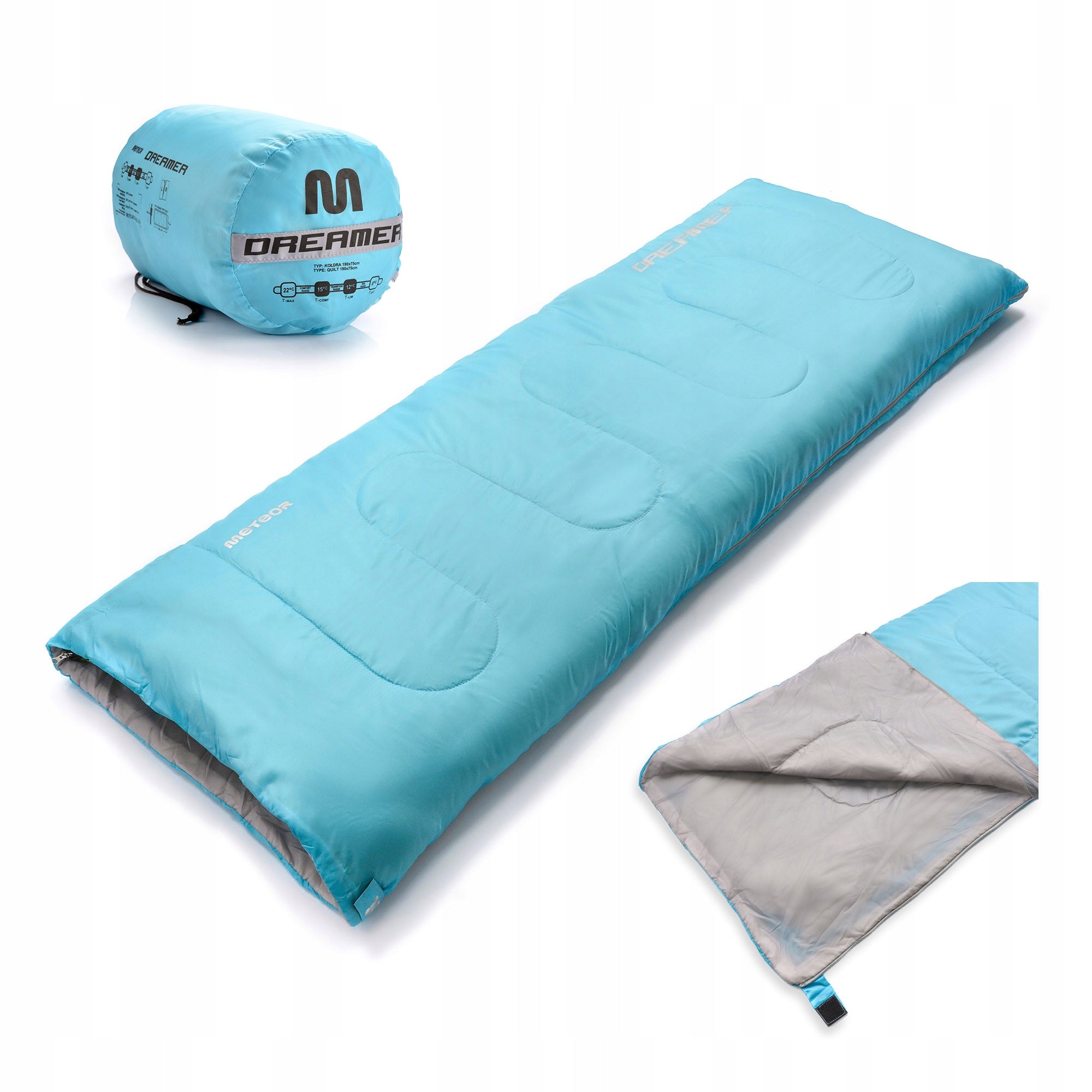 HIKING SLEEPING BAG DUVET WITH COVER METEOR DREAMER R 190x75 right warm