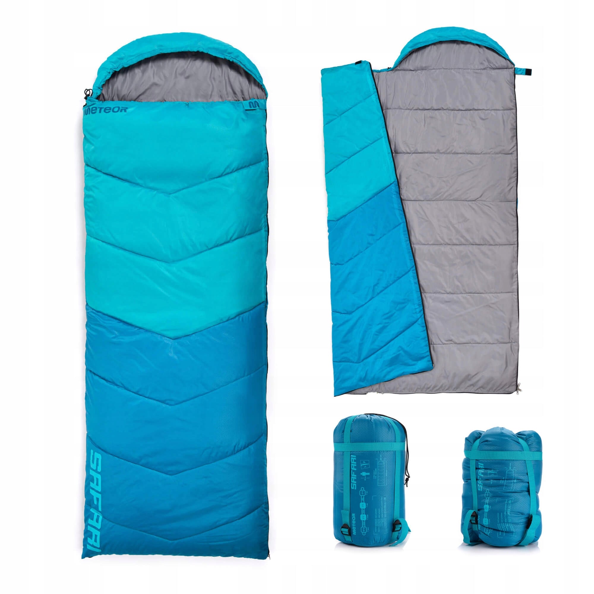 HIKING SLEEPING BAG FOR TENT QUILT WITH HOOD LIGHT METEOR 220x80 LEFT