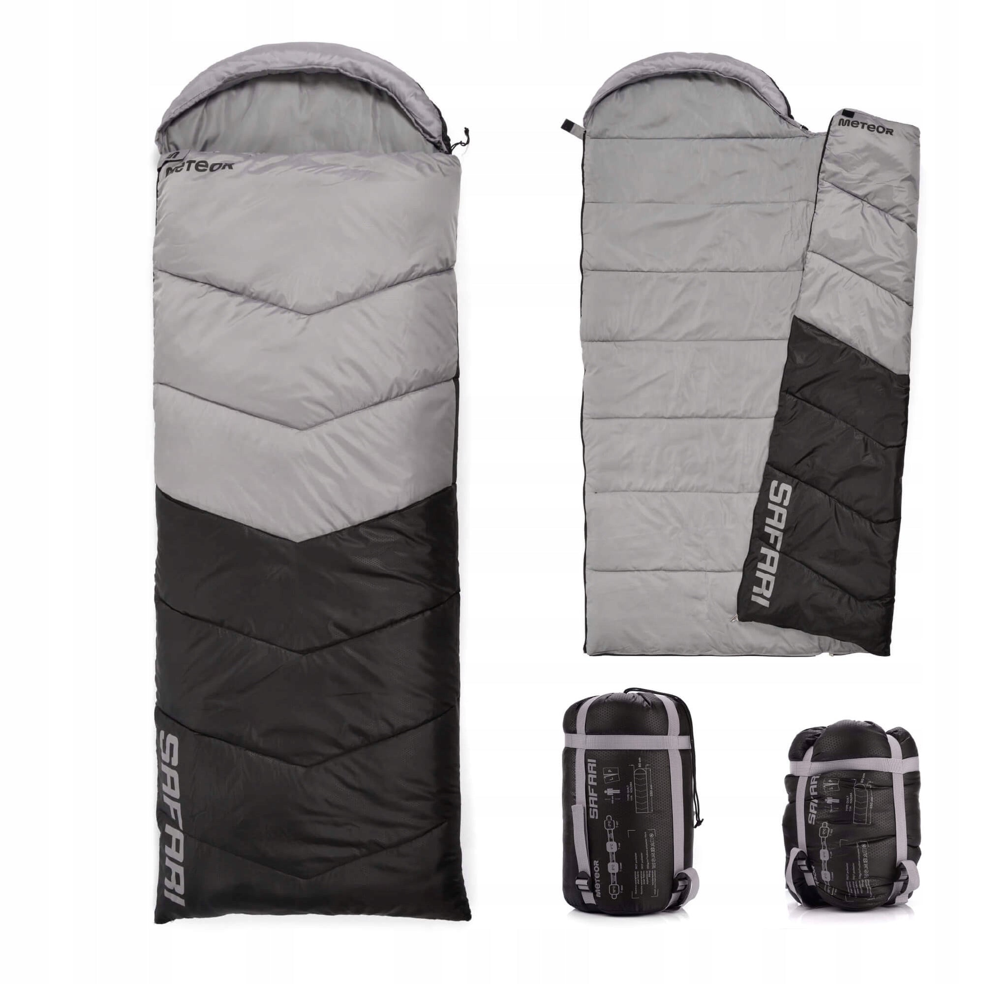 HIKING SLEEPING BAG FOR TENT QUILT WITH HOOD LIGHT METEOR 220x80 right
