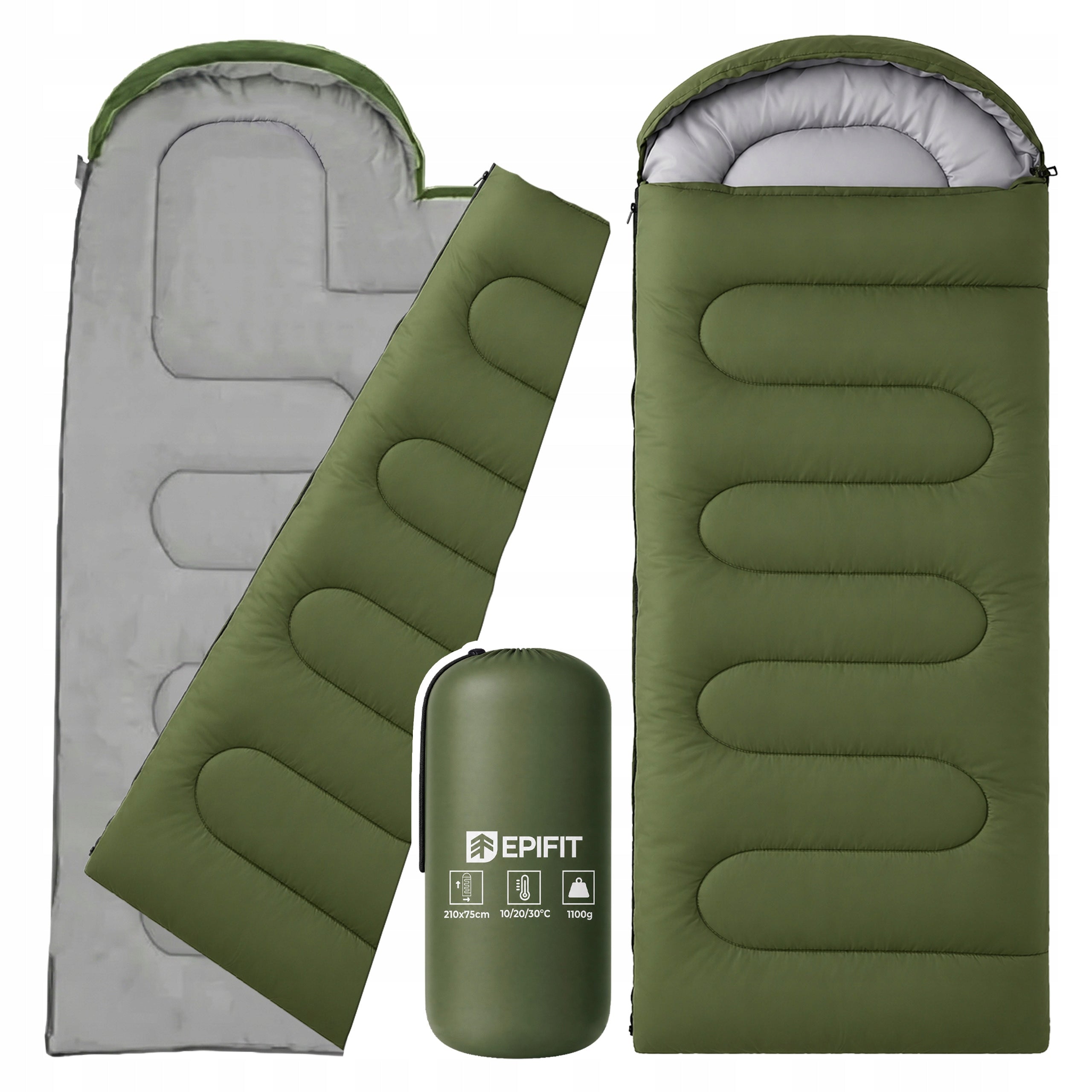 HIKING SLEEPING BAG LIGHT UNDER TENT WARM CAMPING MUMMY HOOD DUVET