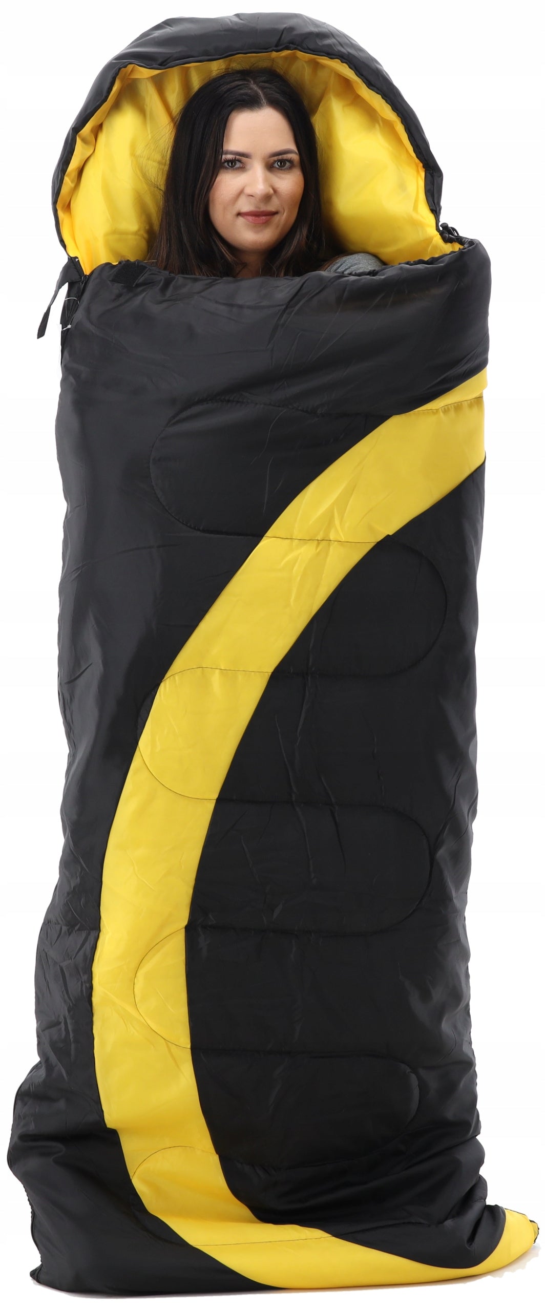 HIKING SLEEPING BAG MUMMY 200cm LIGHT WARM QUILT HOOD 2in1 COVER Manufacturer code CAM9356