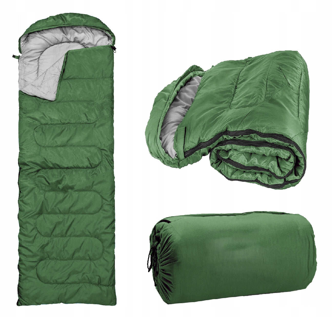 HIKING SLEEPING BAG MUMMY DUVET 2in1 210x75 CM FOR CAMPING Manufacturer code ST095-GREEN