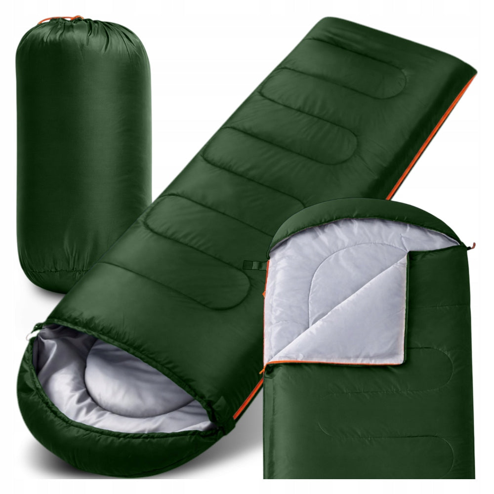 HIKING SLEEPING BAG MUMMY DUVET WITH HOOD LIGHT 210x75cm + COVER