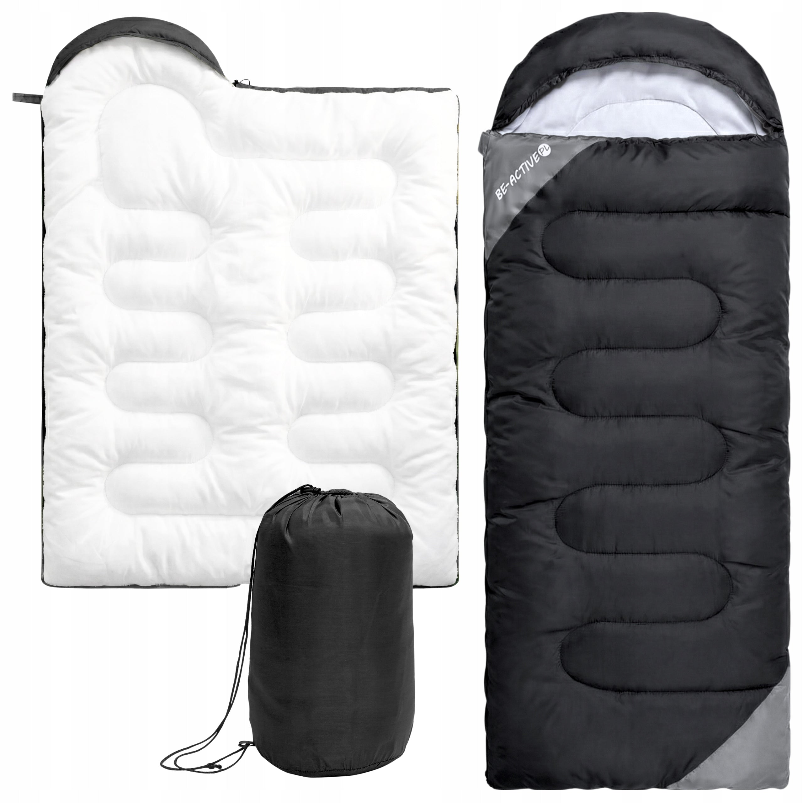 HIKING SLEEPING BAG MUMMY WITH HOOD WARM DUVET 2in1 LIGHT COVER 210cm