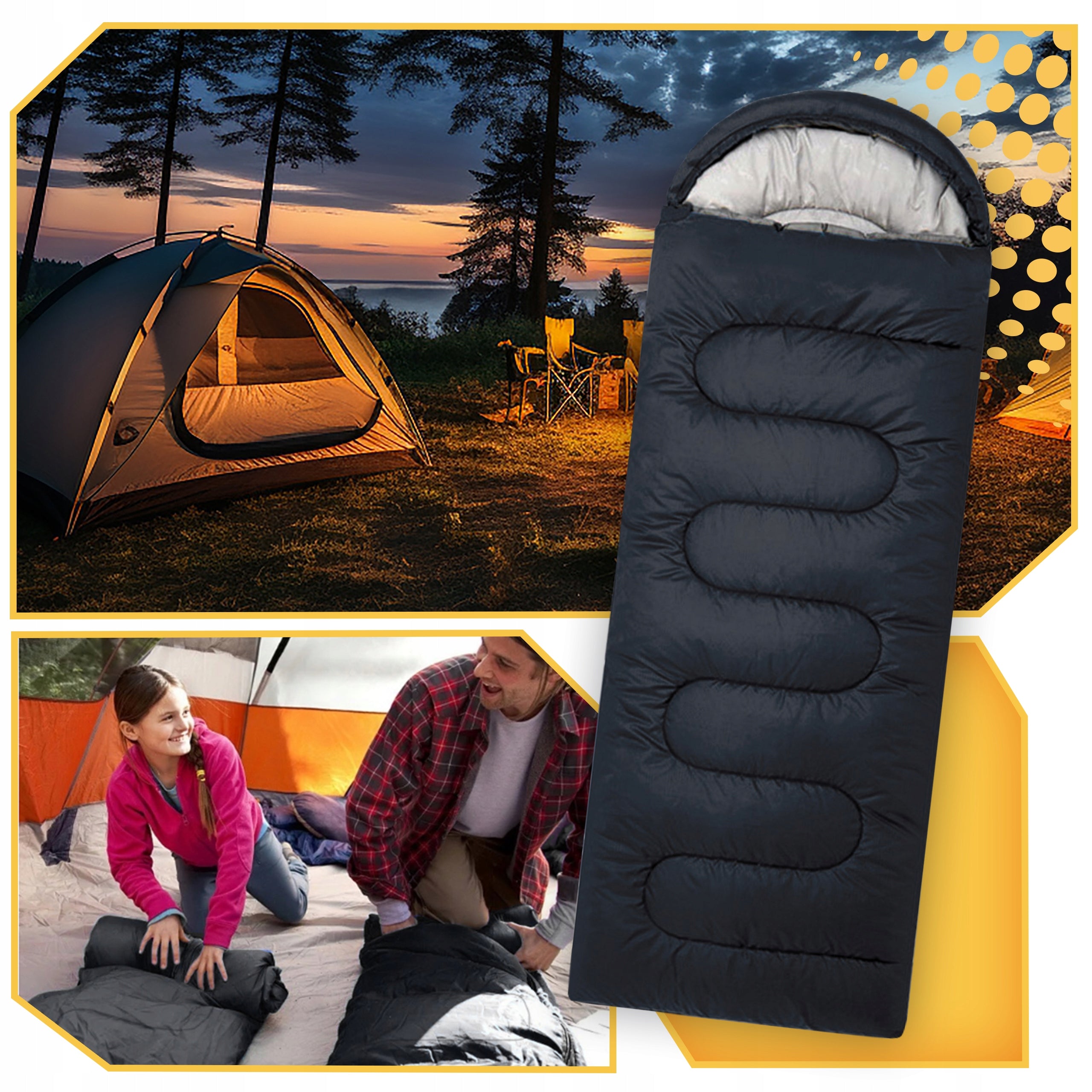 HIKING SLEEPING BAG WARM MUMMY DUVET LIGHTWEIGHT HOODED COVER 2in1 LARGE Manufacturer code Śpiwór turystyczny kapturem czarny kołdra