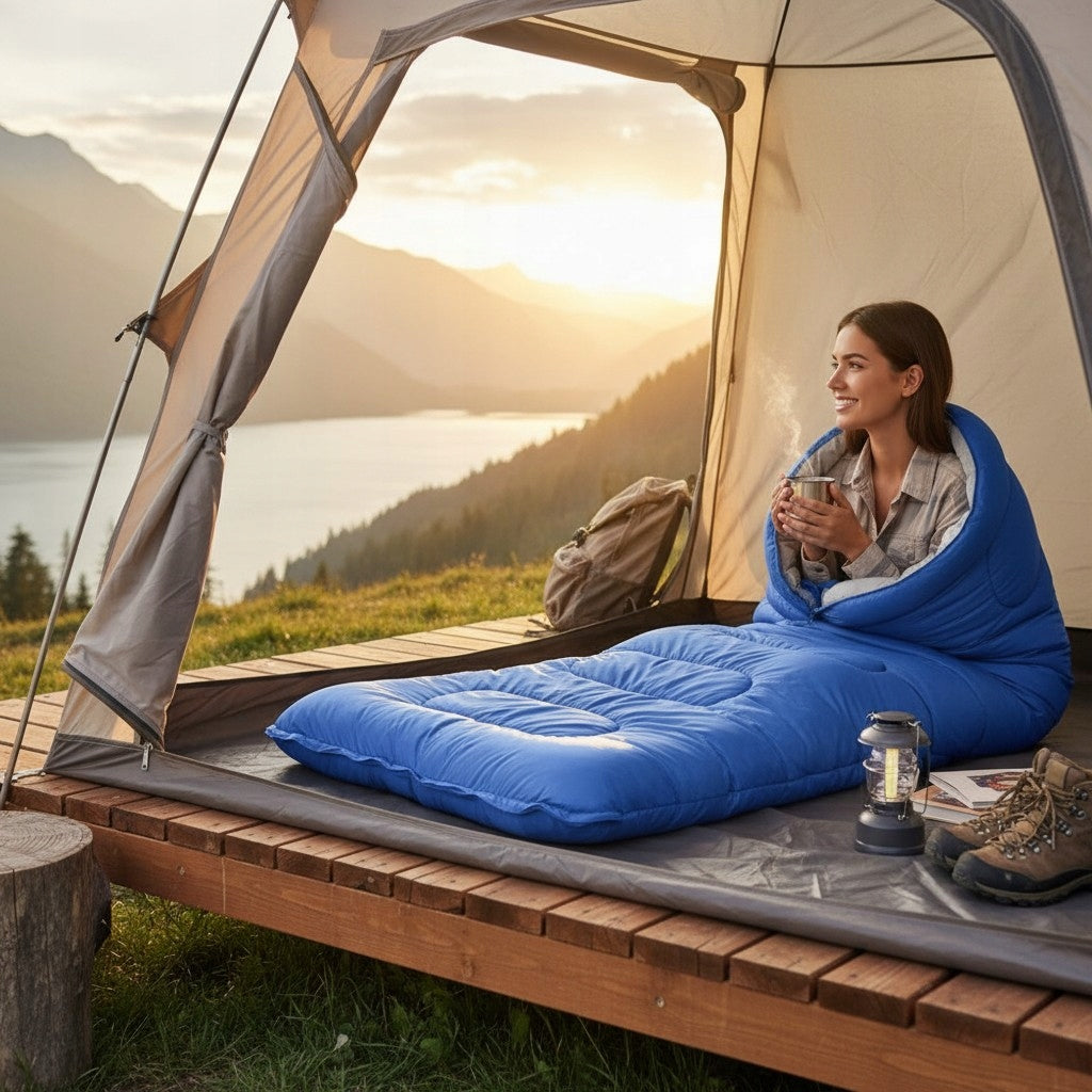 HIKING SLEEPING BAG WITH HOOD DUVET LIGHT COVER WARM 2in1 LARGE 210 cm Manufacturer code M1646