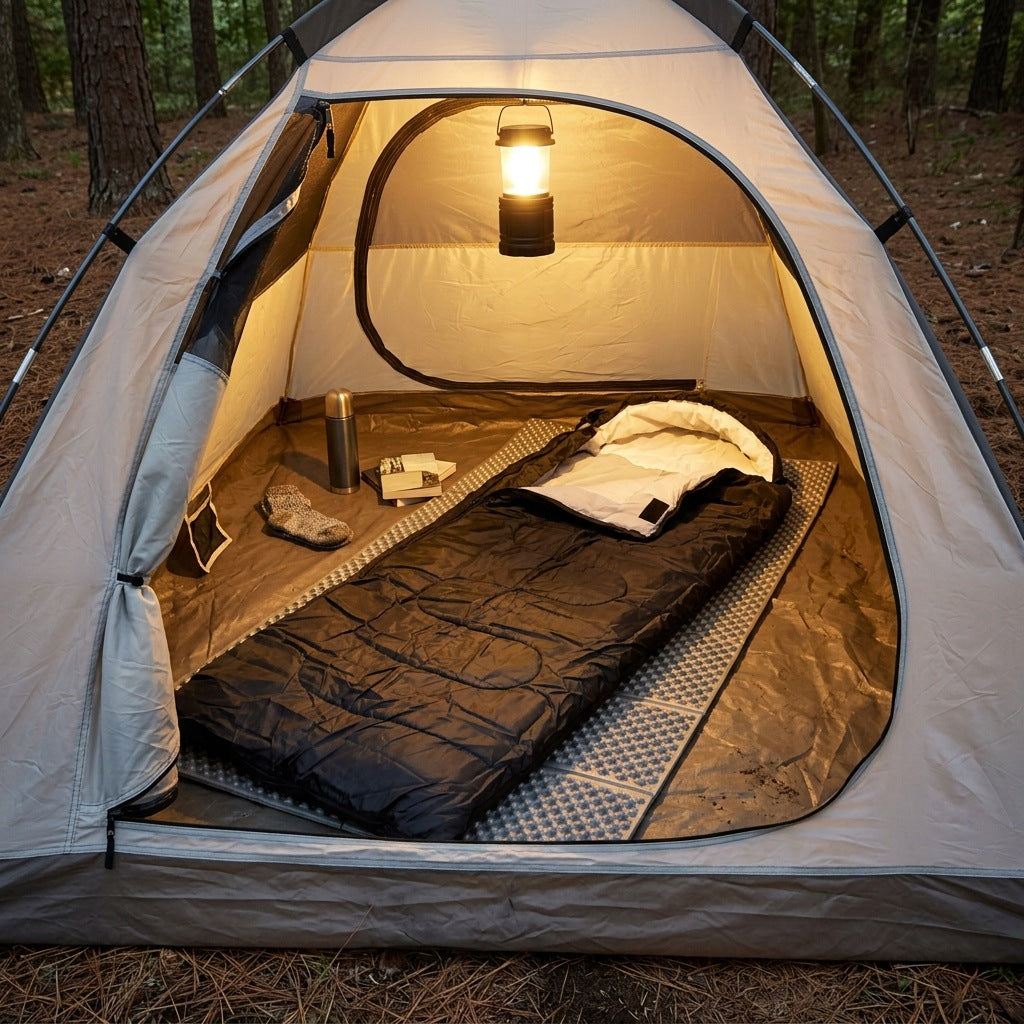 HIKING SLEEPING BAG WITH HOOD TENT DUVET BLACK 2IN1 210CM MONTESSA Brand no brand