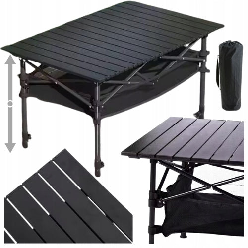 HIKING TABLE FOLDING CAMPING PORTABLE ADJUSTABLE + STORAGE