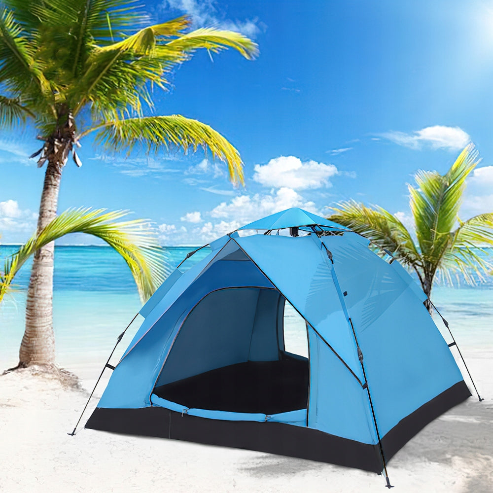 HIKING TENT 4 PERSON CAMPING SELF-FOLDING 200x200x130CM LARGE Packaging status original