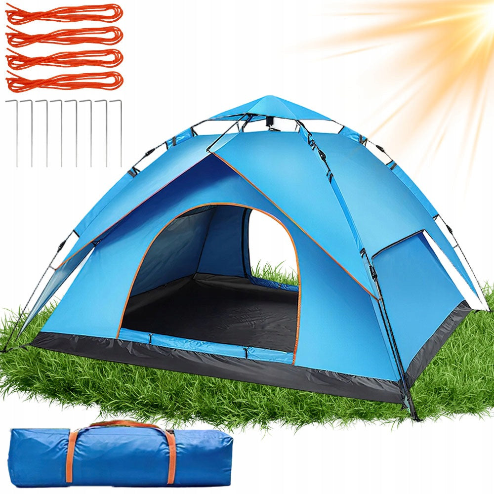 HIKING TENT 4 PERSON CAMPING SELF-FOLDING 200x200x130CM LARGE