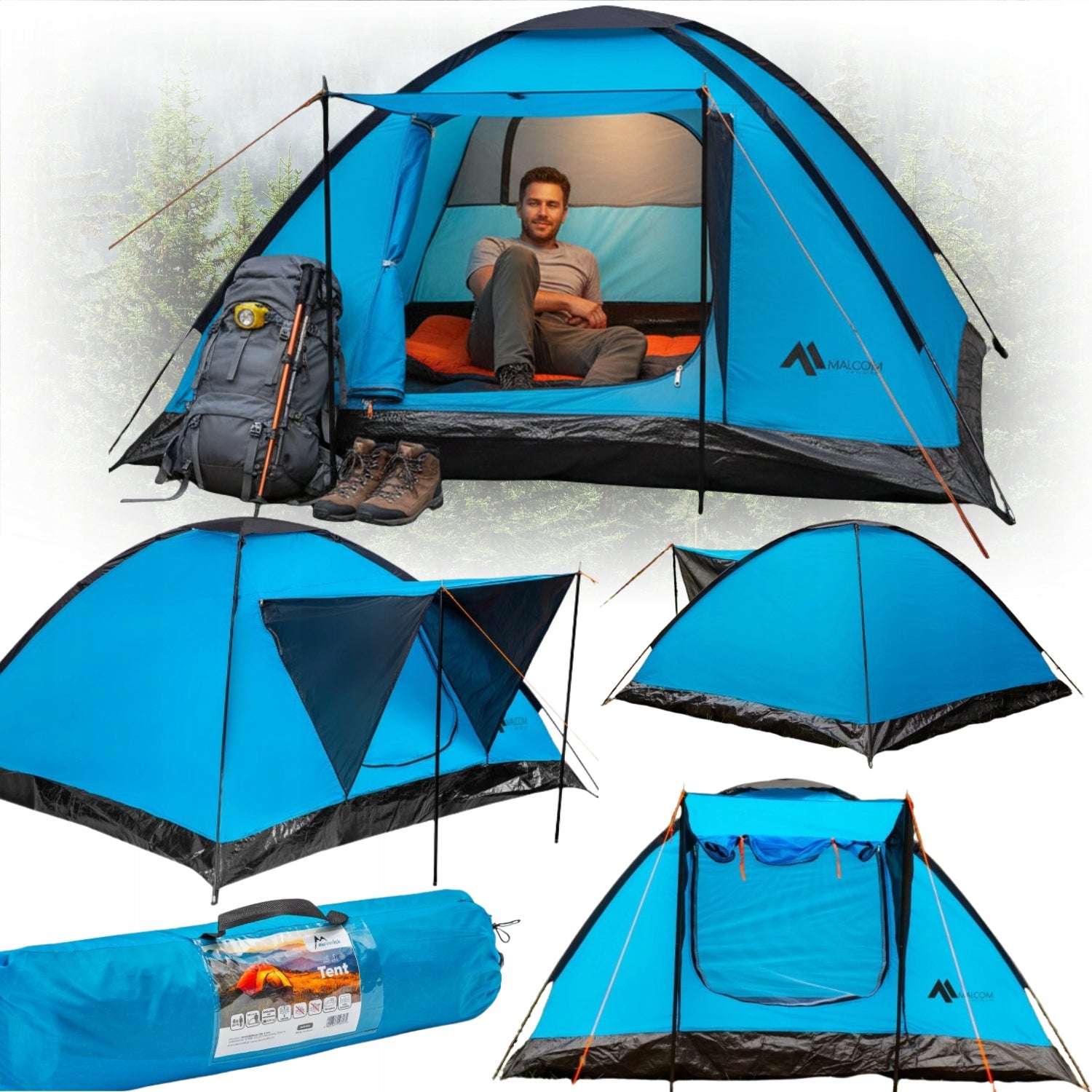 HIKING TENT LARGE CAMPING WATERPROOF 4 PERSON DURABLE