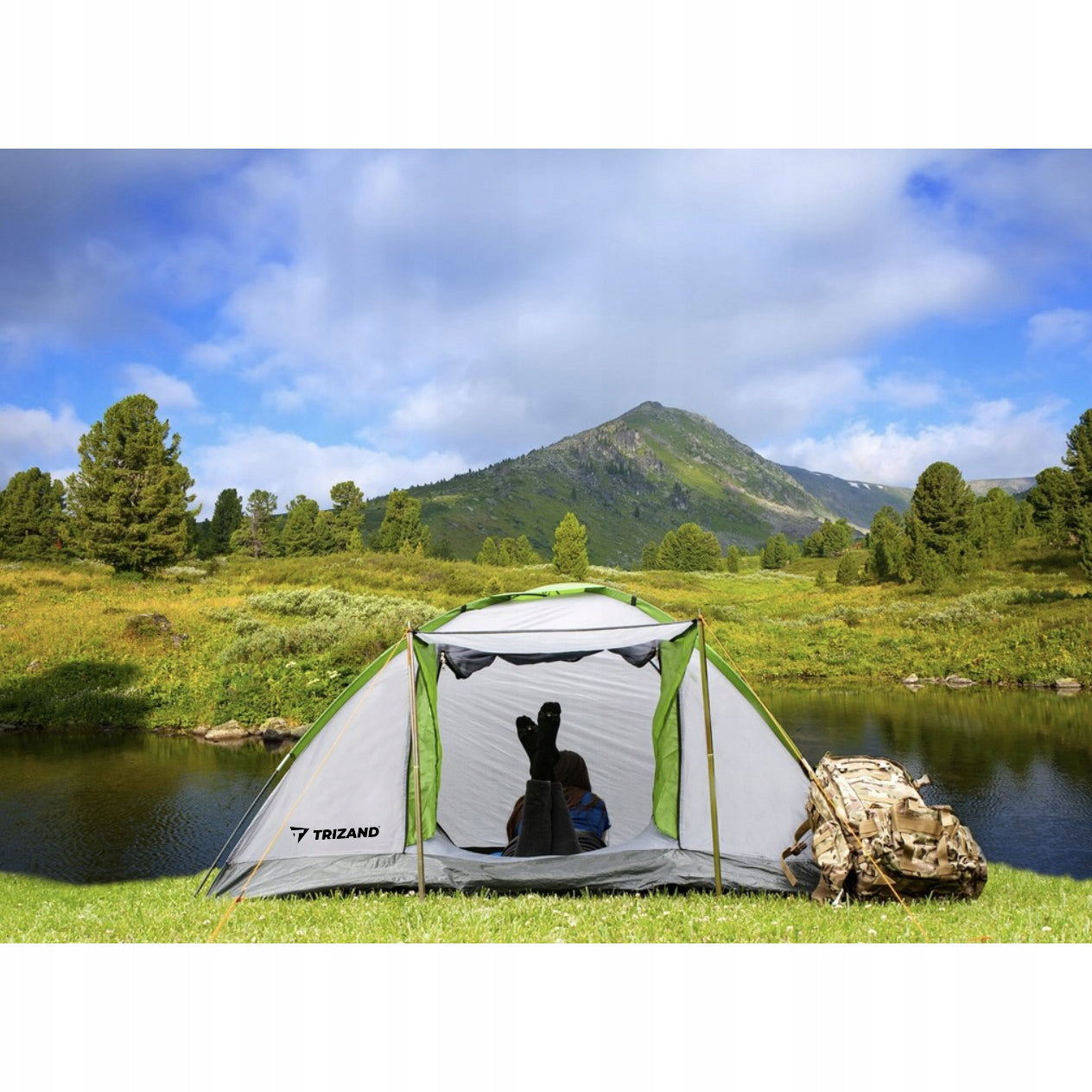 HIKING TENT WATERPROOF CAMPING 200 x 200 cm 4 SEATER WITH VISOR Manufacturer code 23481
