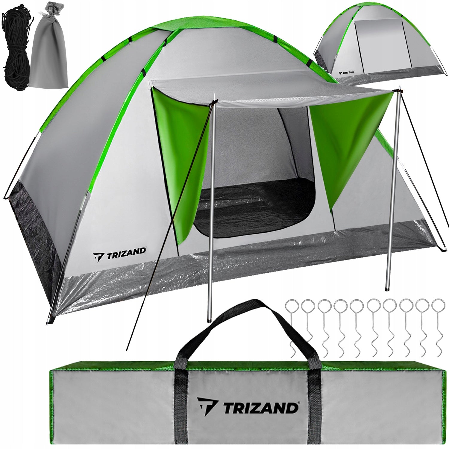 HIKING TENT WATERPROOF CAMPING 200 x 200 cm 4 SEATER WITH VISOR