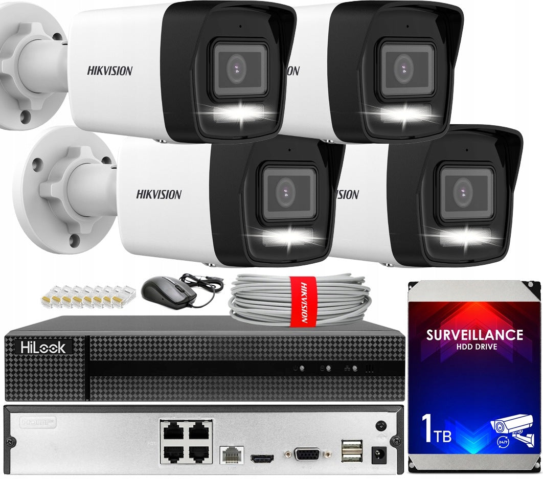 HIKVISION OUTDOOR 4MP POE 4 IP LED IR CAMERA SURVEILLANCE KIT