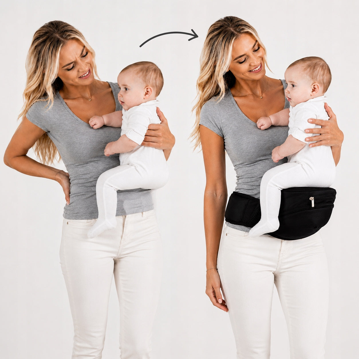 HIP CARRIER Baby Carrying Belt RELIEVING SPINE Black Packaging status original