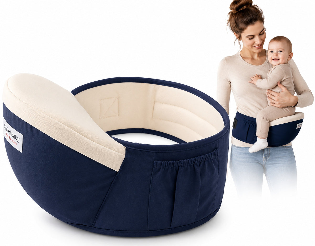 HIP CARRIER FOR CHILD ERGONOMIC HIP BELT WEARING NAVY BLUE