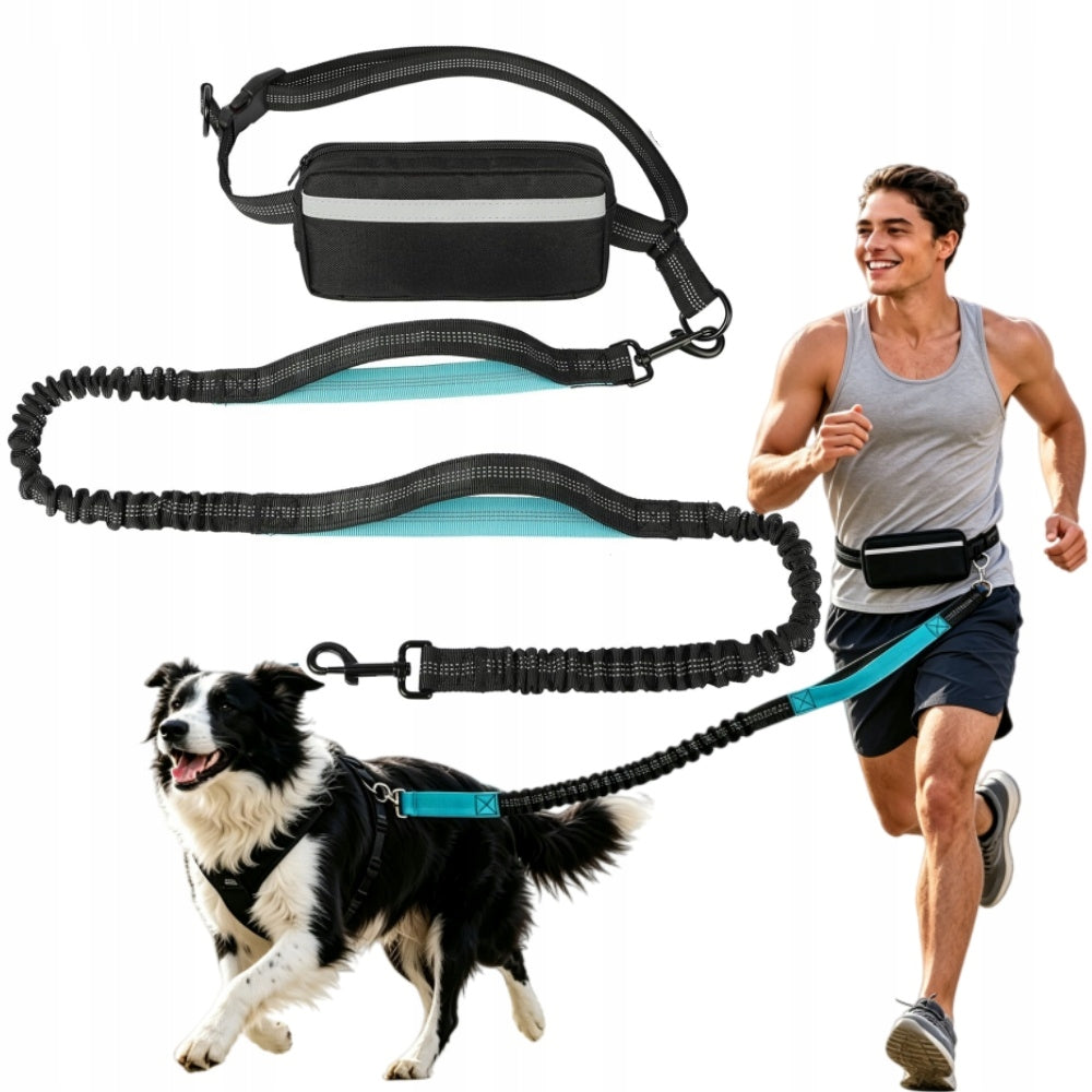 HIP Trekking Belt with Running Shock Absorber with Dog Elastic Lanyard