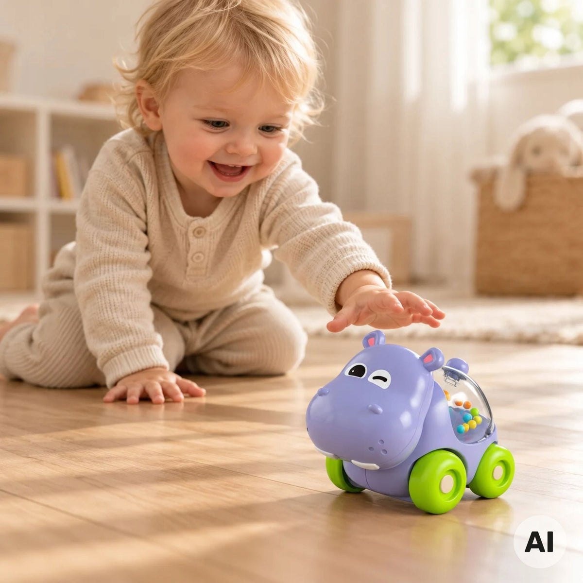 HIPPO TOY CAR RATTLE BALLS VEHICLE CHILDREN'S CAR WOOPIE BABY Brand Woopie