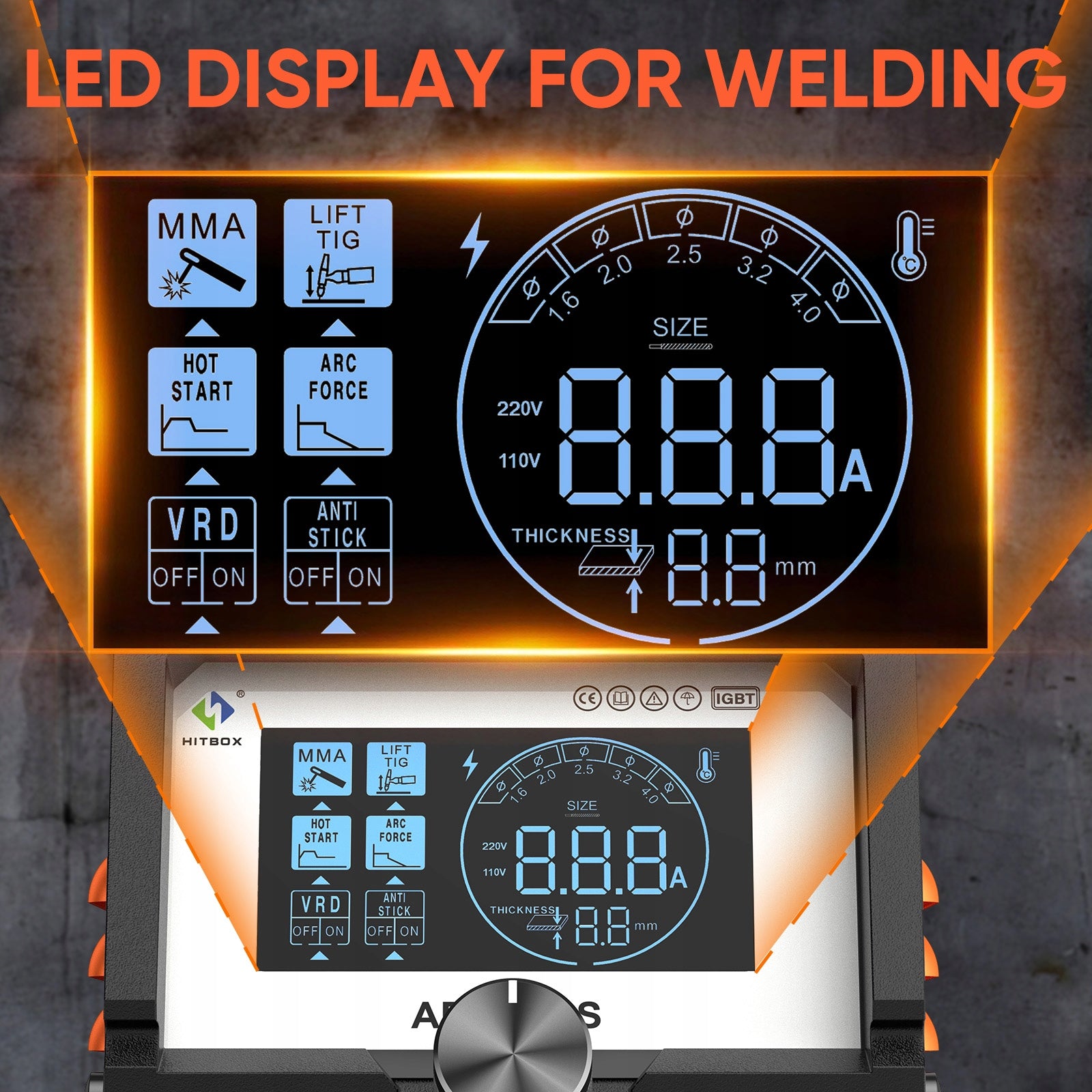 HITBOX ARC200S Welding Machine MMA LIFT TIG 10-200A Portable Home Welder Manufacturer code H1012022