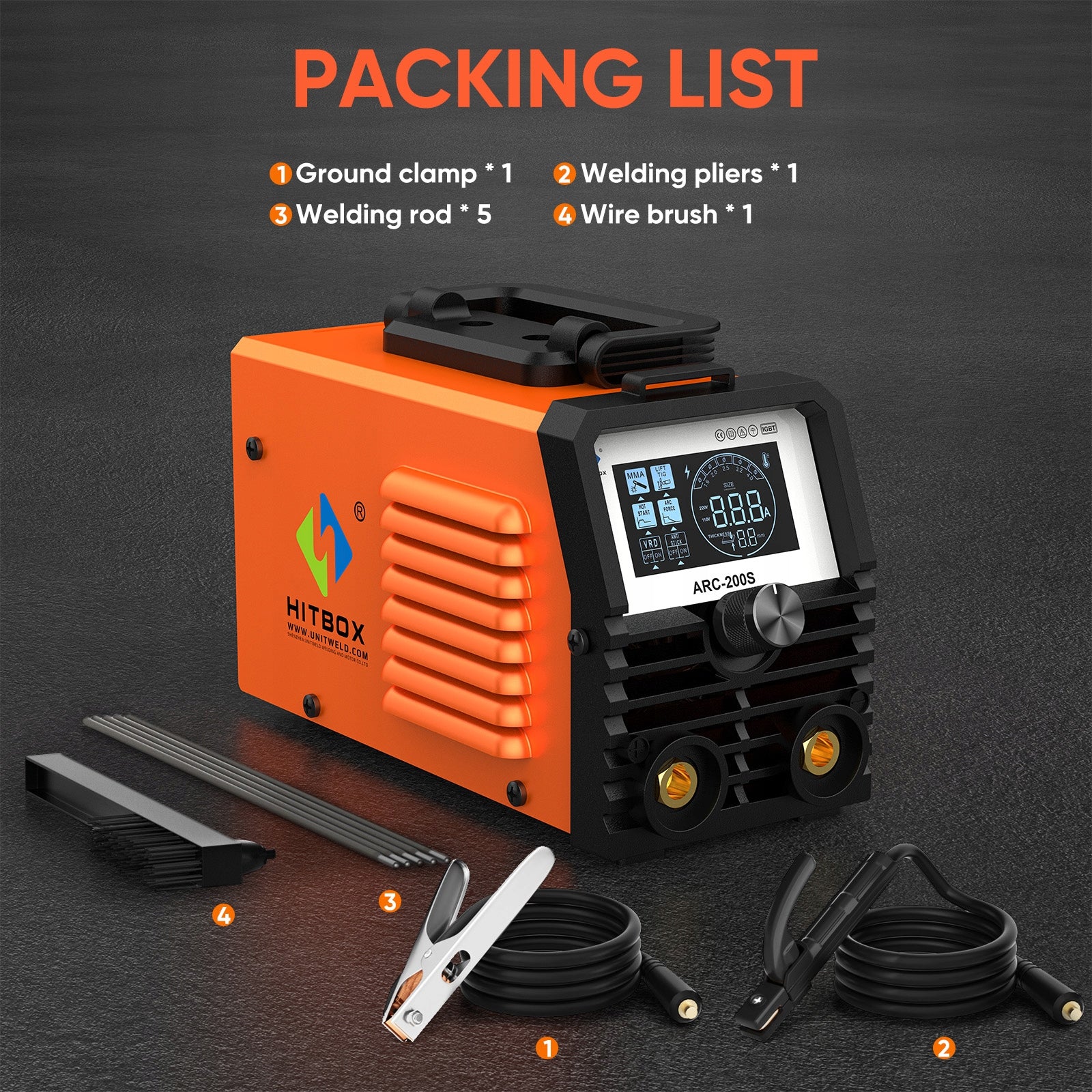 HITBOX ARC200S Welding Machine MMA LIFT TIG 10-200A Portable Home Welder Product weight with unit packaging 3.8 kg