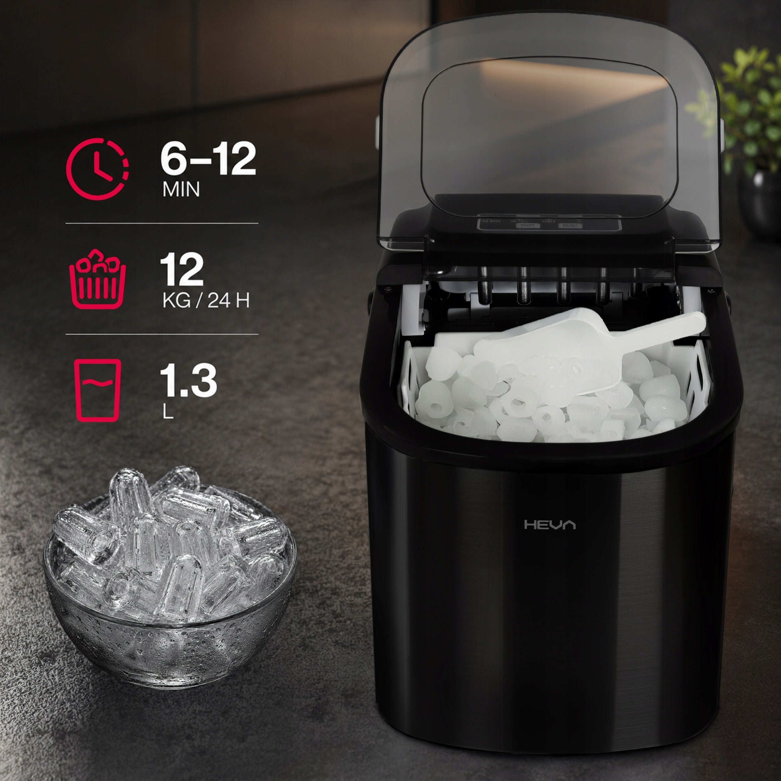 HIX Ice Maker Efficient Fast Quiet Cube Machine 12kg + Blade Packaging status original