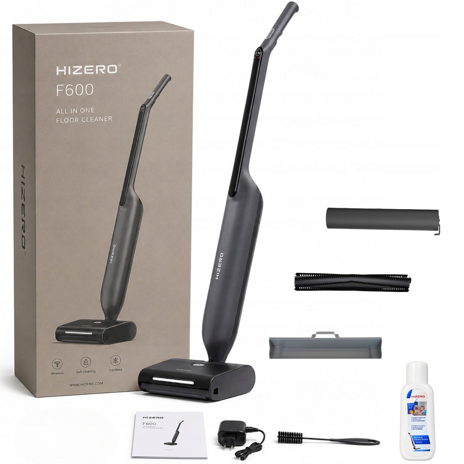 HIZERO F600 Wireless Bionic Floor Mop Sweeps and Cleans 3in1