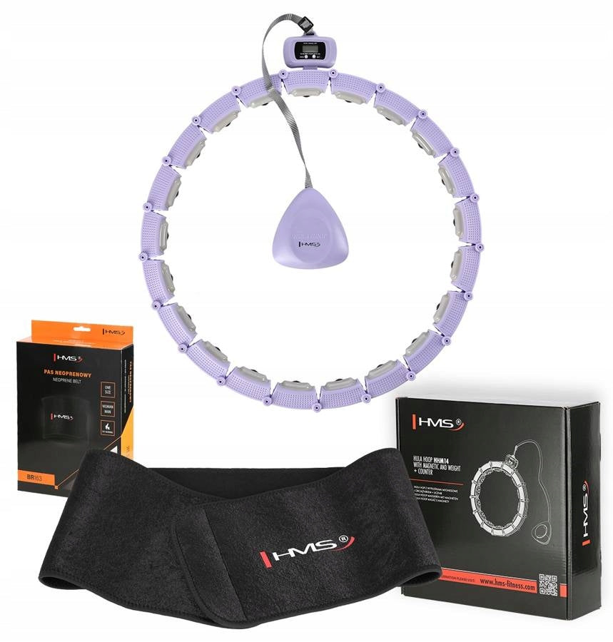 HMS Hula Hop Magnetic With Load + Counter + Slimming Belt Color pink