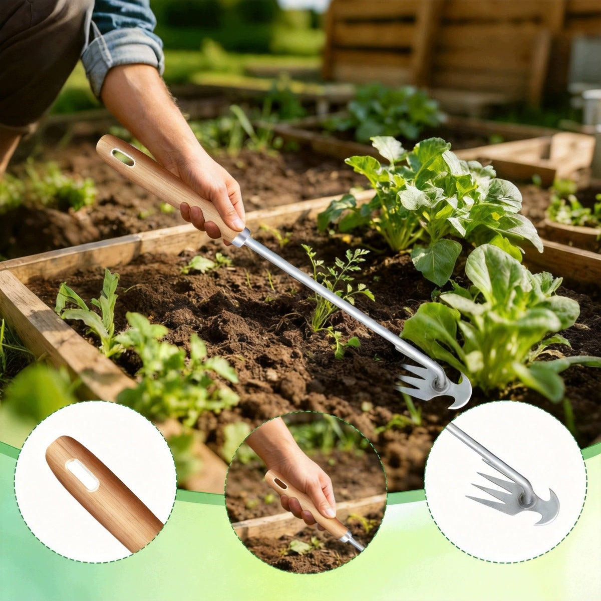HOE GARDEN HOE FOR WEEDING WITH SPADES HOOK SOIL LOOSENING Brand no brand