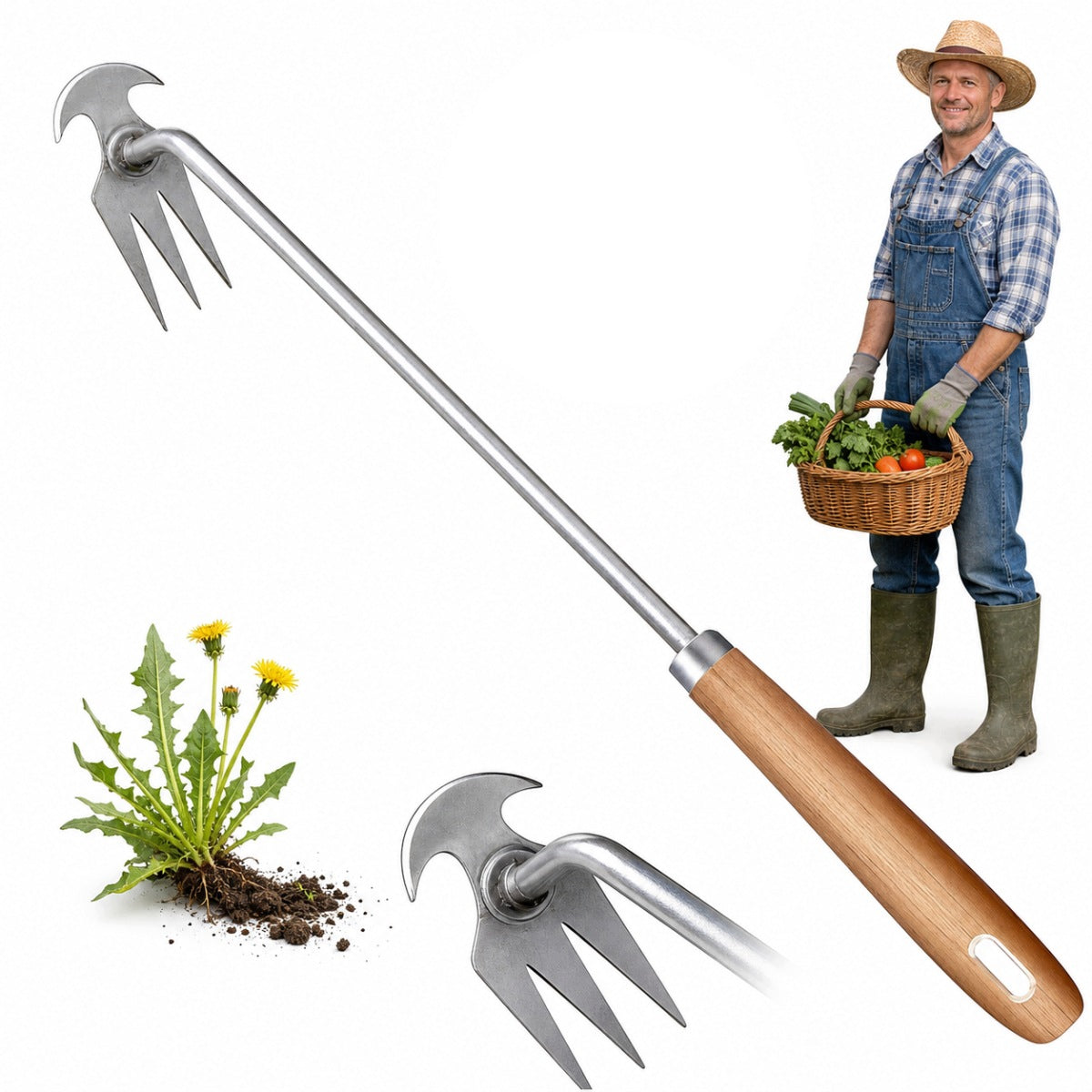 HOE GARDEN HOE FOR WEEDING WITH SPADES HOOK SOIL LOOSENING