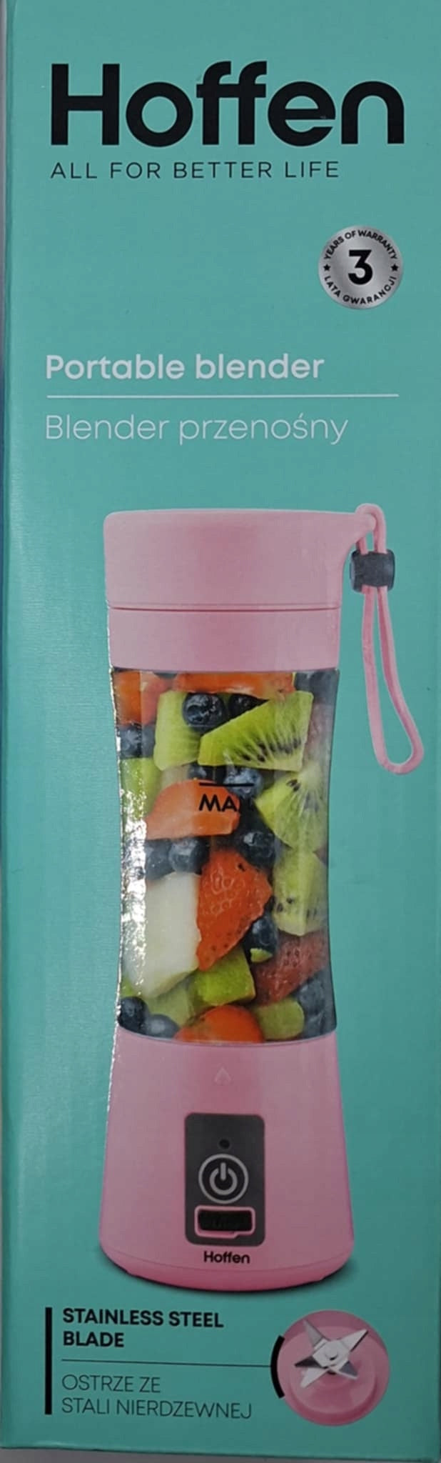 HOFFEN BLENDER PORTABLE CORDLESS PINK 65W 300 ml