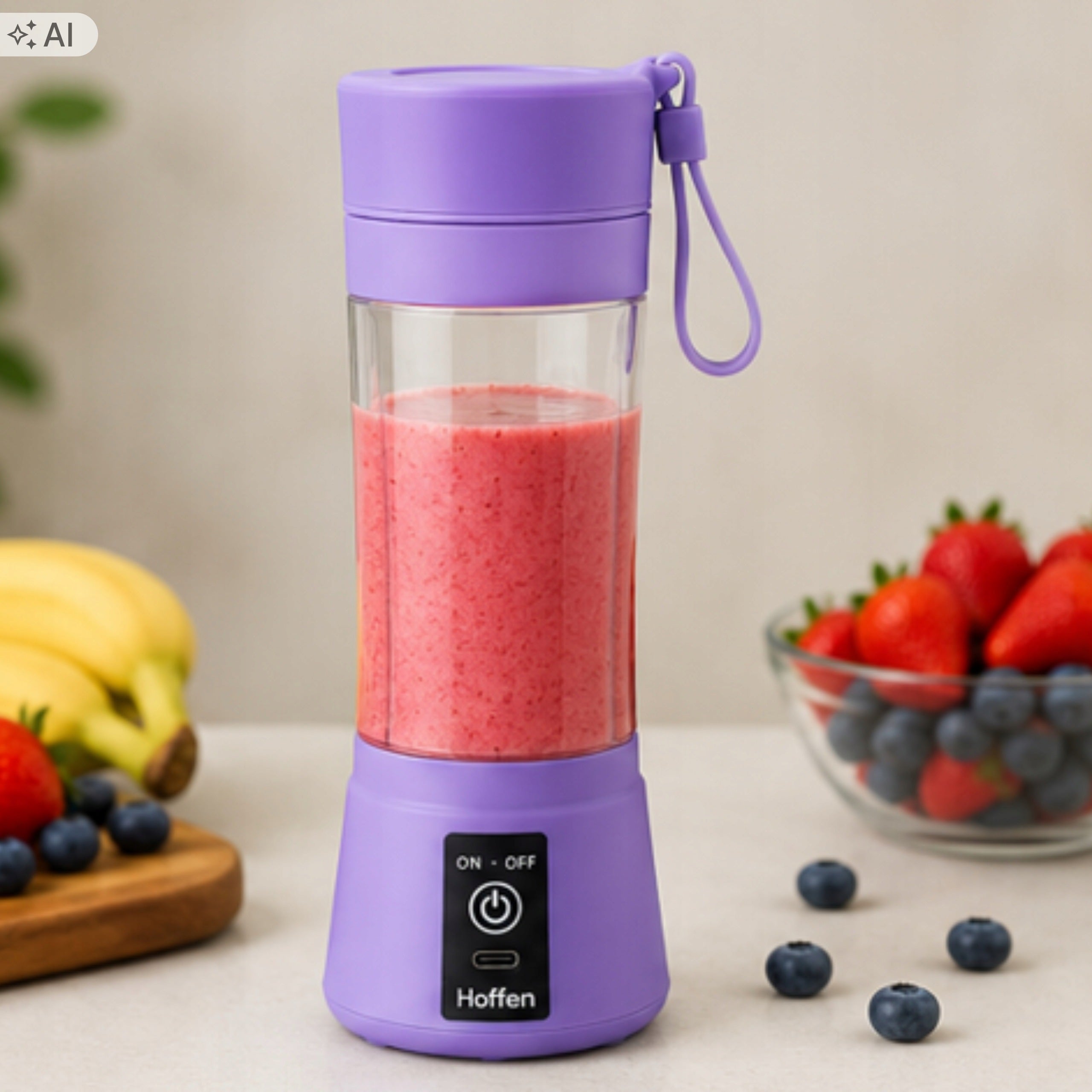 HOFFEN BLENDER PORTABLE TRAVEL CORDLESS PURPLE 65W 300 ml Manufacturer code 5903151050182