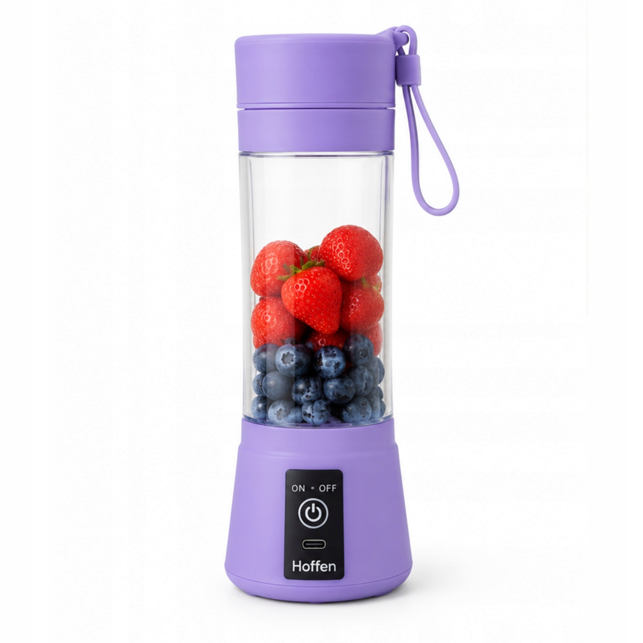 HOFFEN BLENDER PORTABLE TRAVEL CORDLESS PURPLE 65W 300 ml