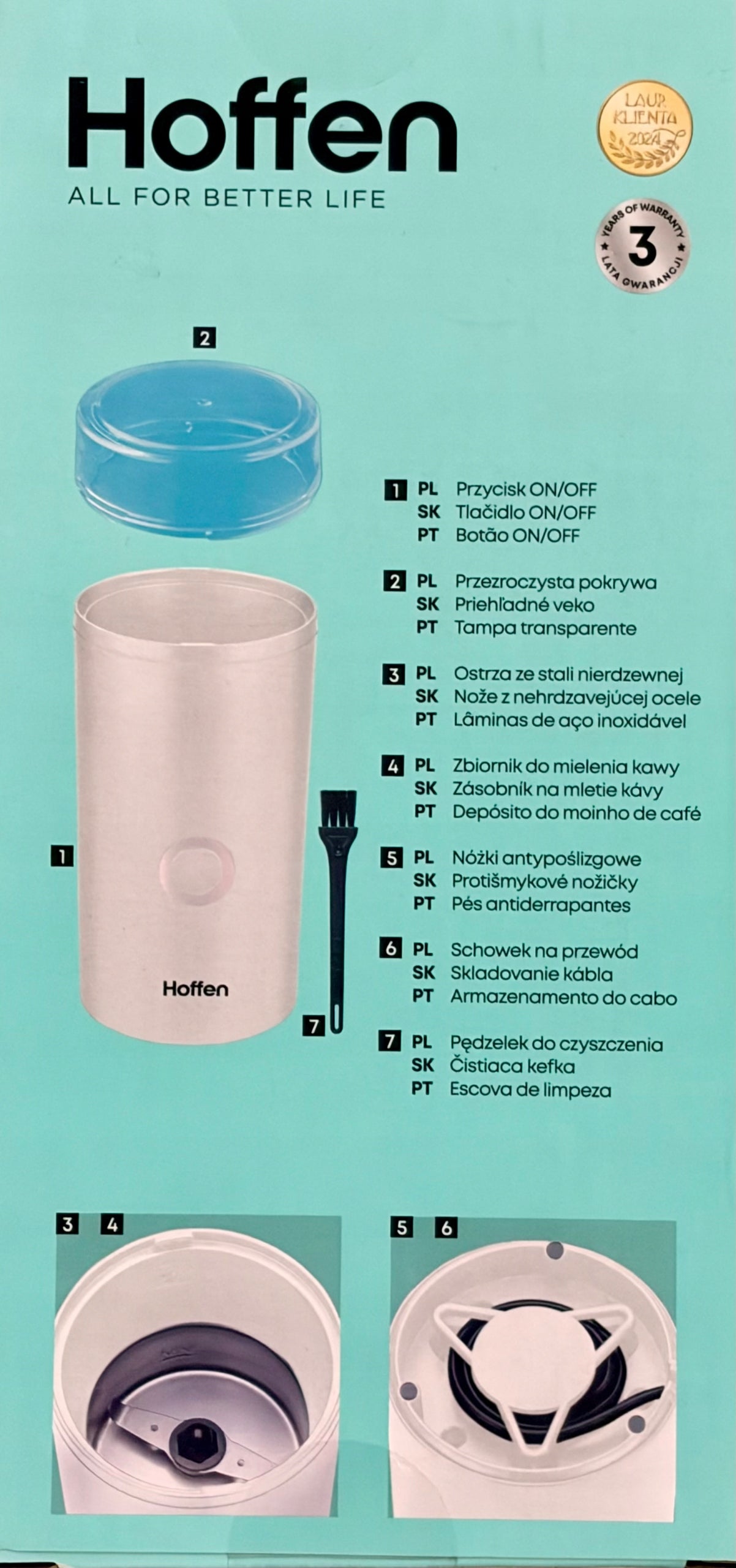 HOFFEN COFFEE GRINDER 180W WHITE Brand Hoffen