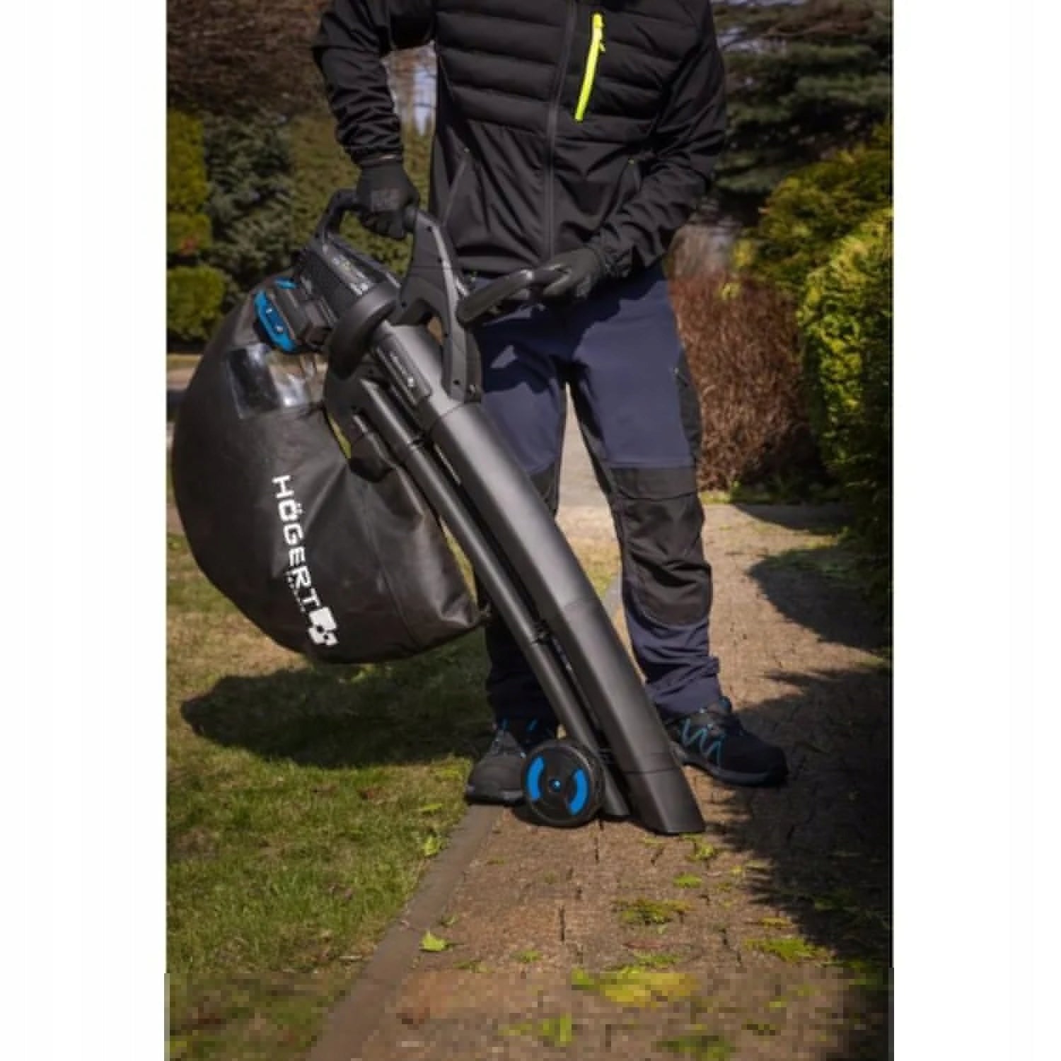 HOGERT Cordless Brushless Leaf Blower and Vacuum Cleaner 18V+18V Bag size 45 l