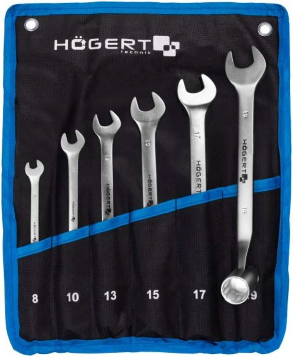 HOGERT HT1W592 FLAT SOCKET WRENCH SET 6PCS 12 Angle Plug