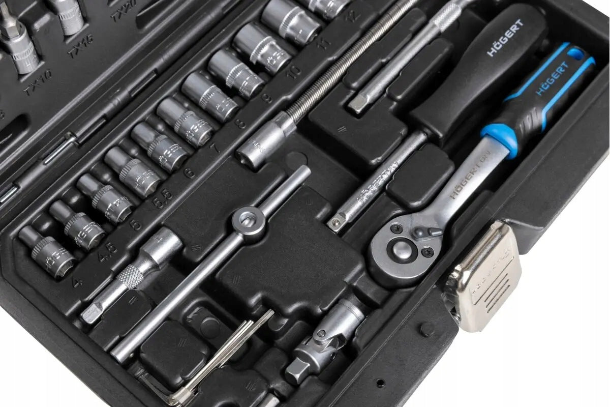 HOGERT SOCKET SET BITS SOCKET WRENCHES SET OF KEYS HT1R216 46EL 1/4 Brand Hoegert Technik