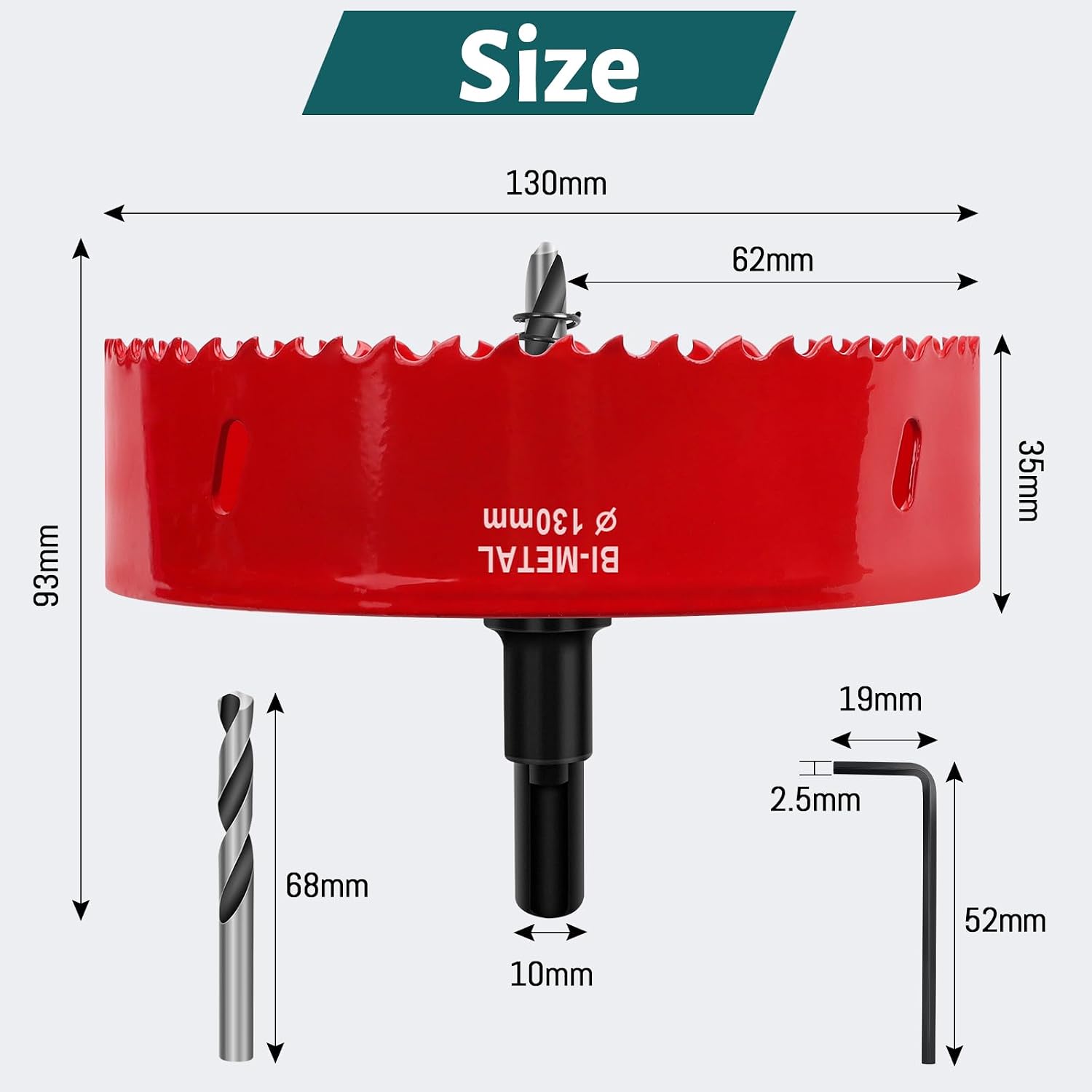 HOLE SAW 130 MM SET DRILL BIT HEXAGON BIMETAL STEEL Brand no brand