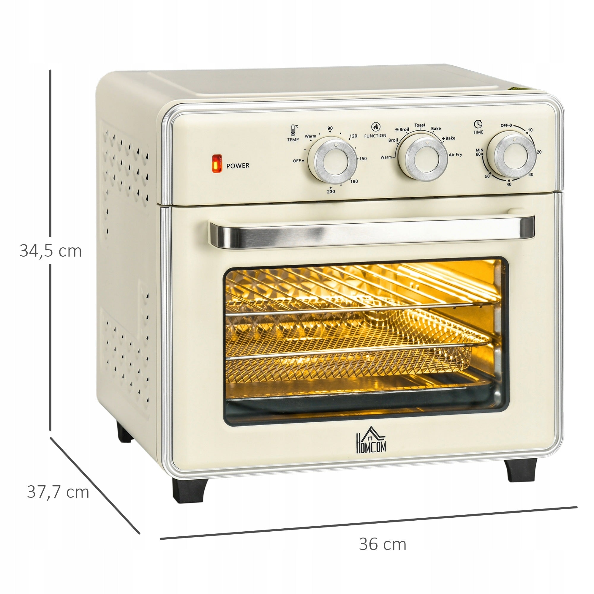 HOMCOM 5-in-1 Mini Oven, 20L, 1400W, 1 Grate, 1 Sheet, Timer 60 Min Model 800-152V90CW