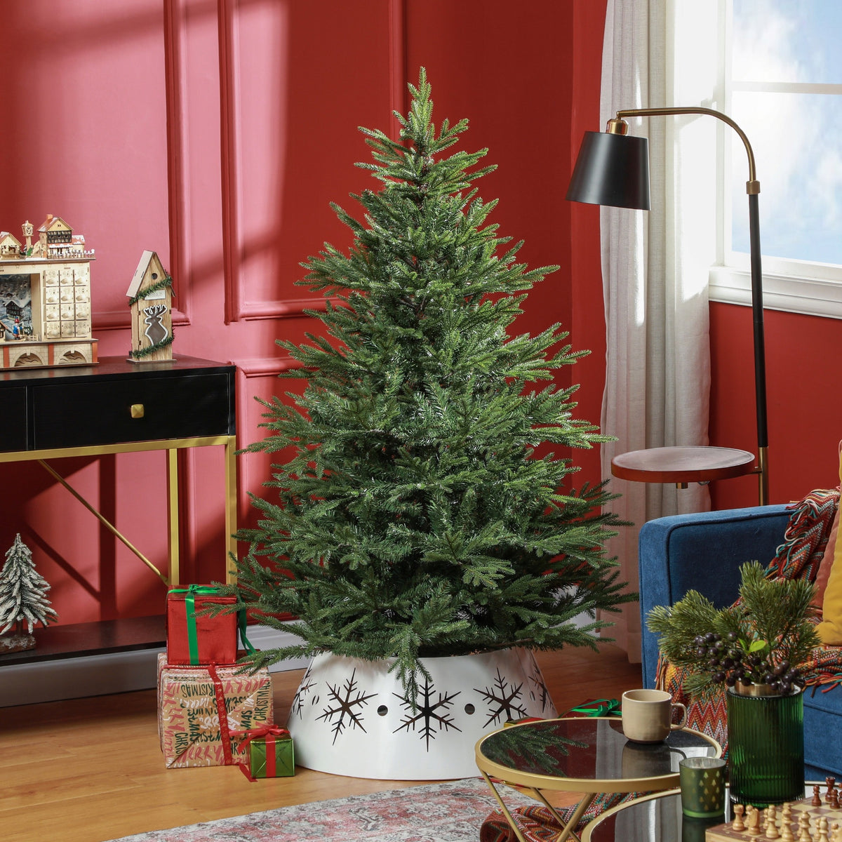 HOMCOM Artificial Christmas tree 150 cm, 1724 twigs, metal base Brand Homcom