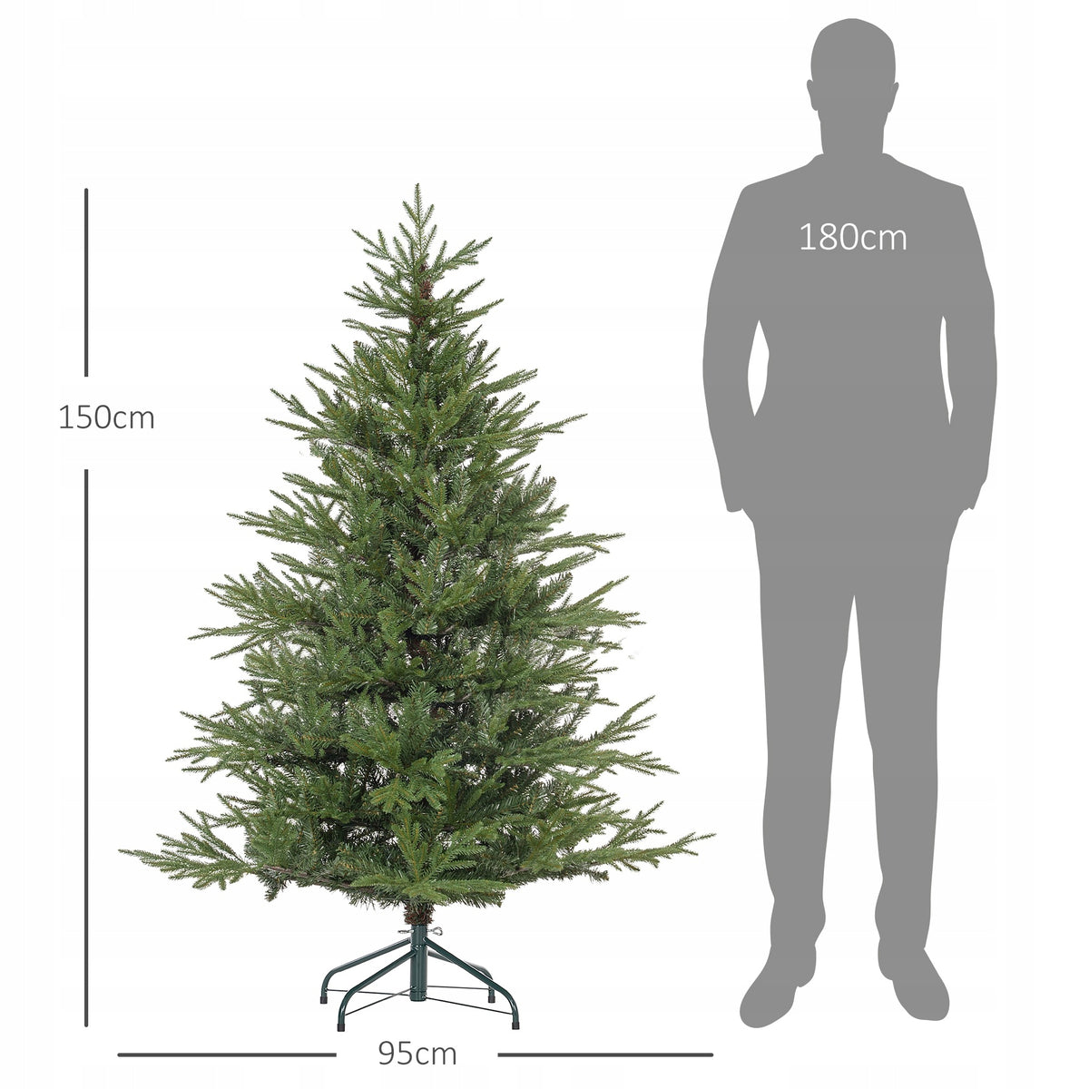 HOMCOM Artificial Christmas tree 150 cm, 1724 twigs, metal base Packaging status original