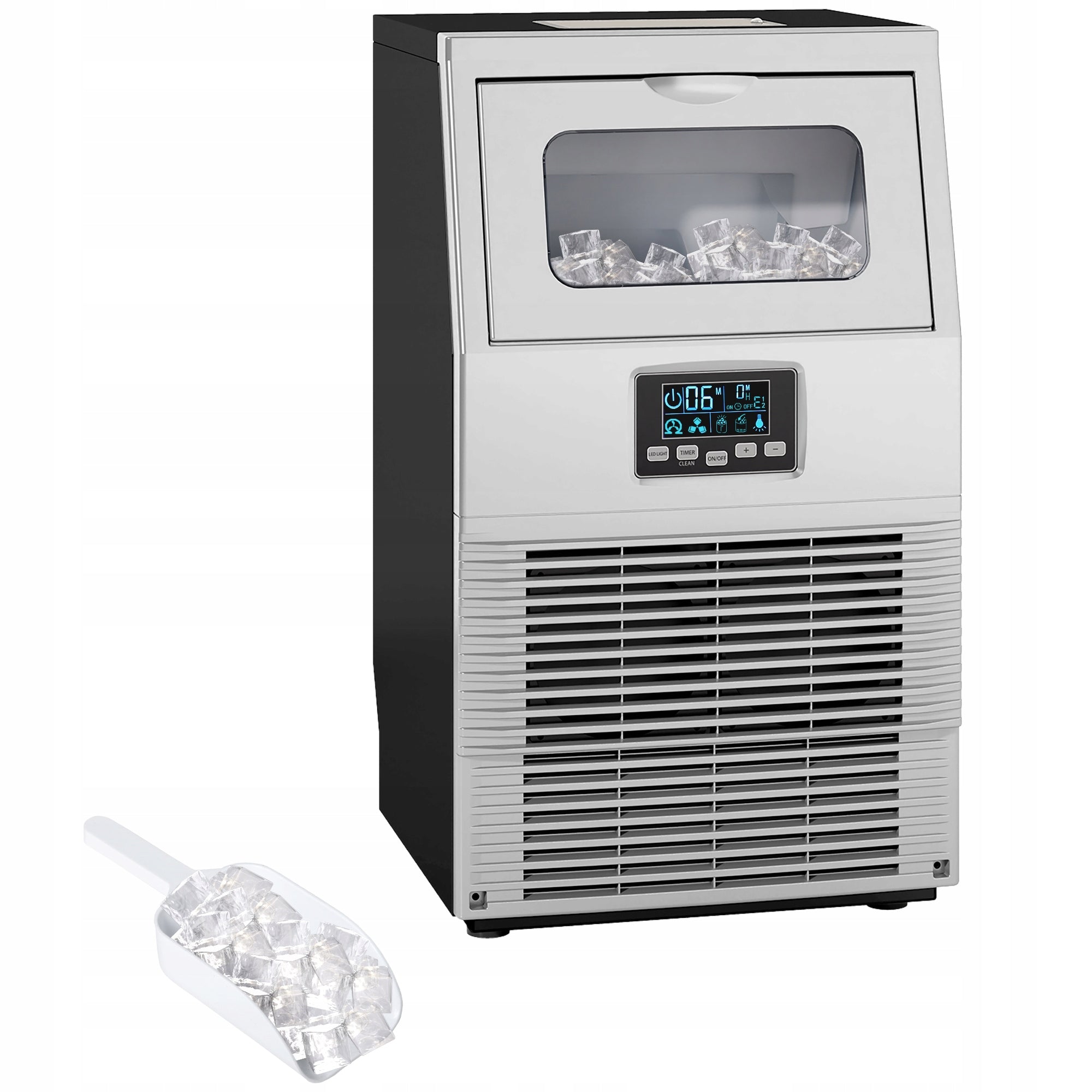 HOMCOM Ice machine 30 kg/24h, stainless steel, commercial