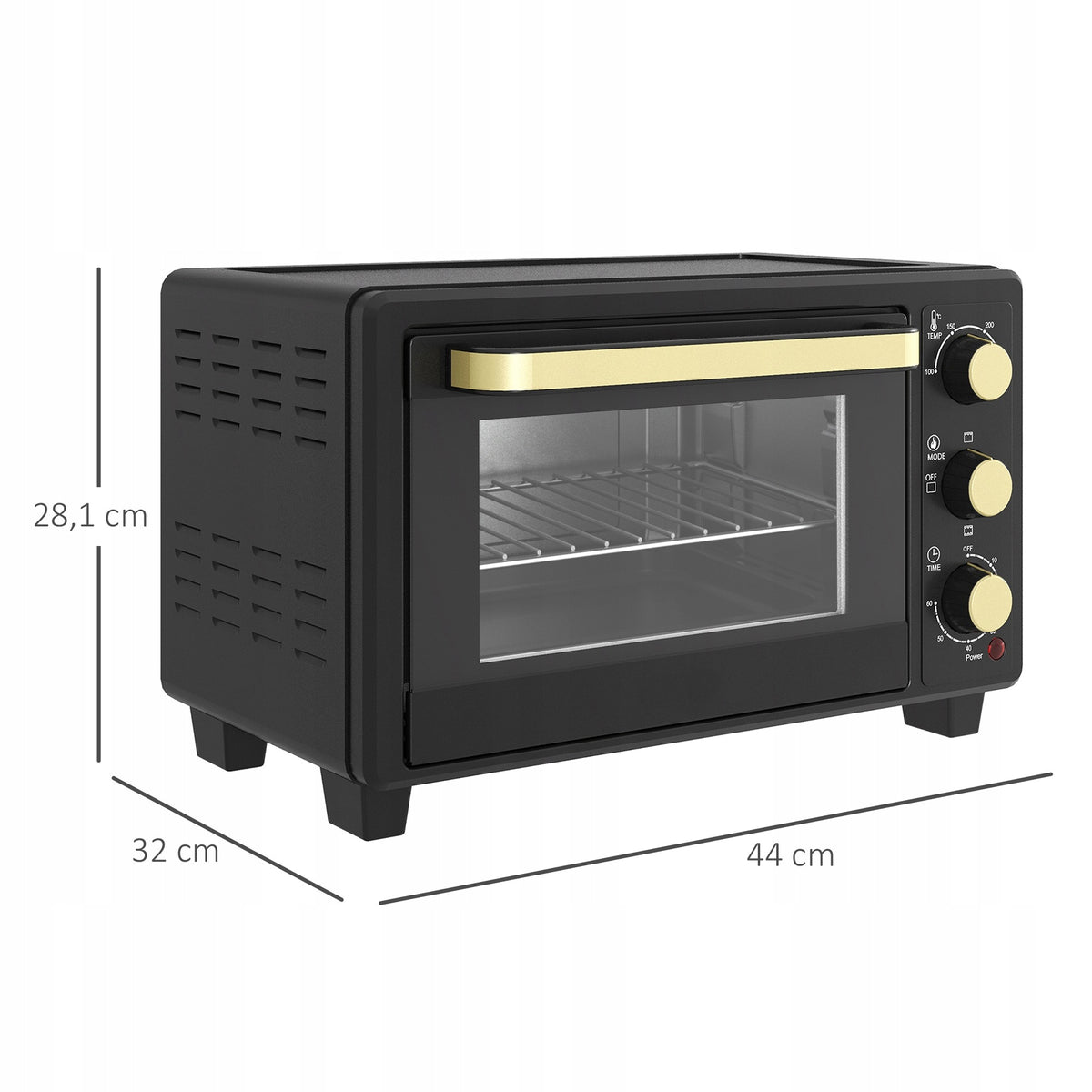 HOMCOM Mini oven 16 L, 1400 W, 100-230°C, timer 60 min, black Packaging status original