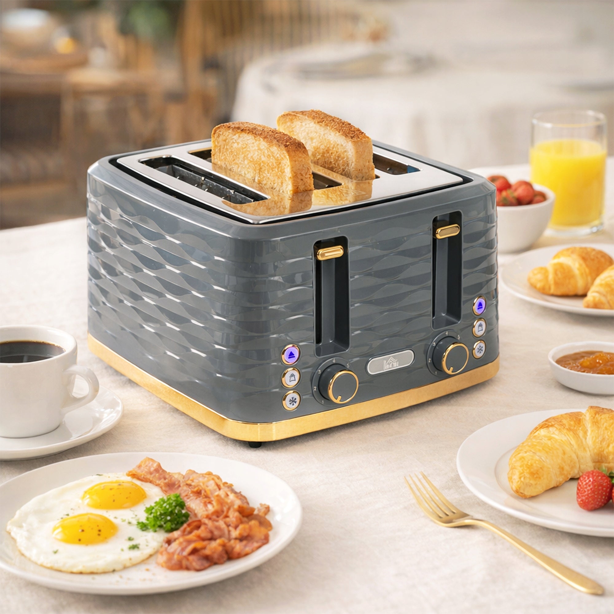 HOMCOM Toaster, Functions of heating, defrosting, cancellation, Beautiful design