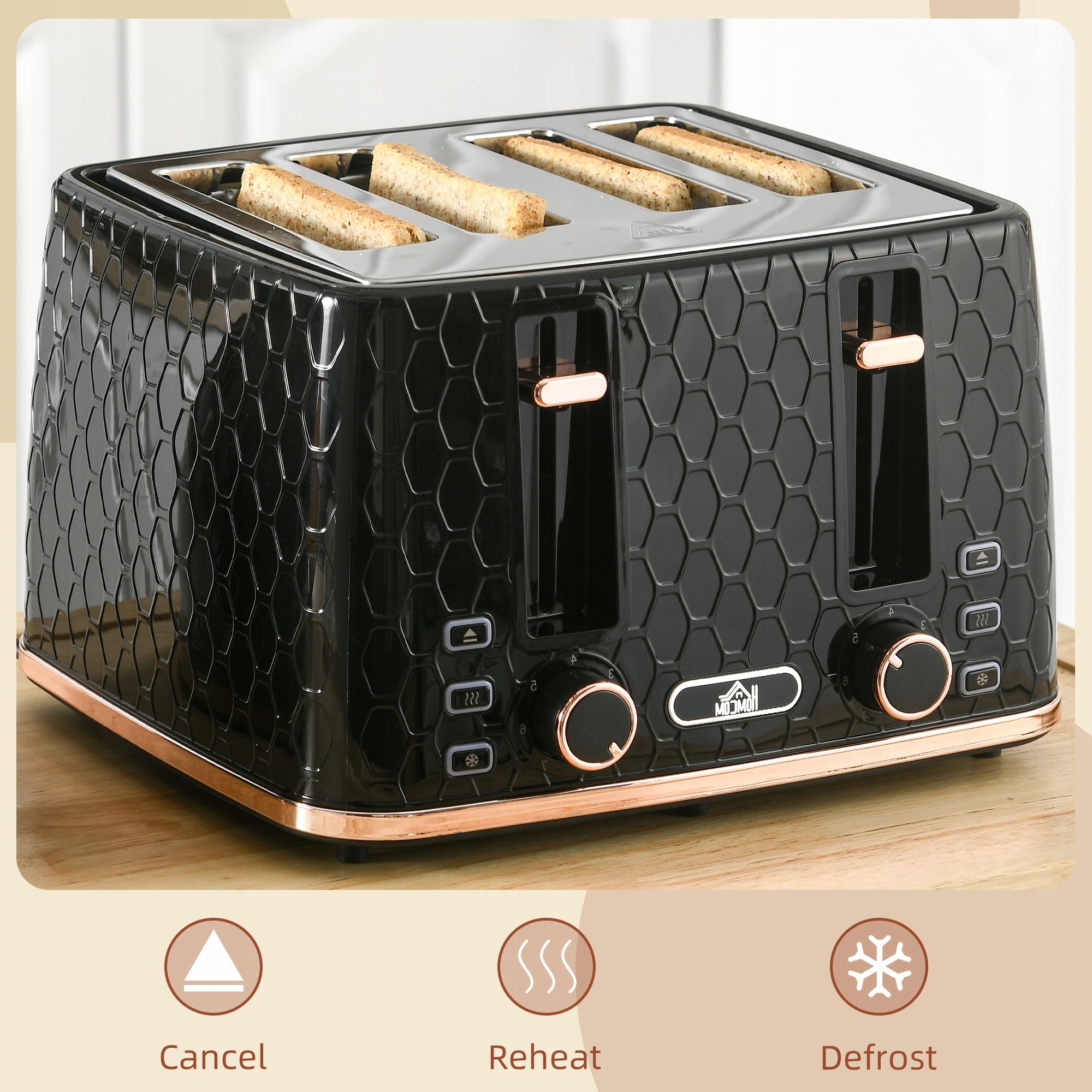 HOMCOM Toaster for 4 slices with 7 levels of browning Brand Homcom