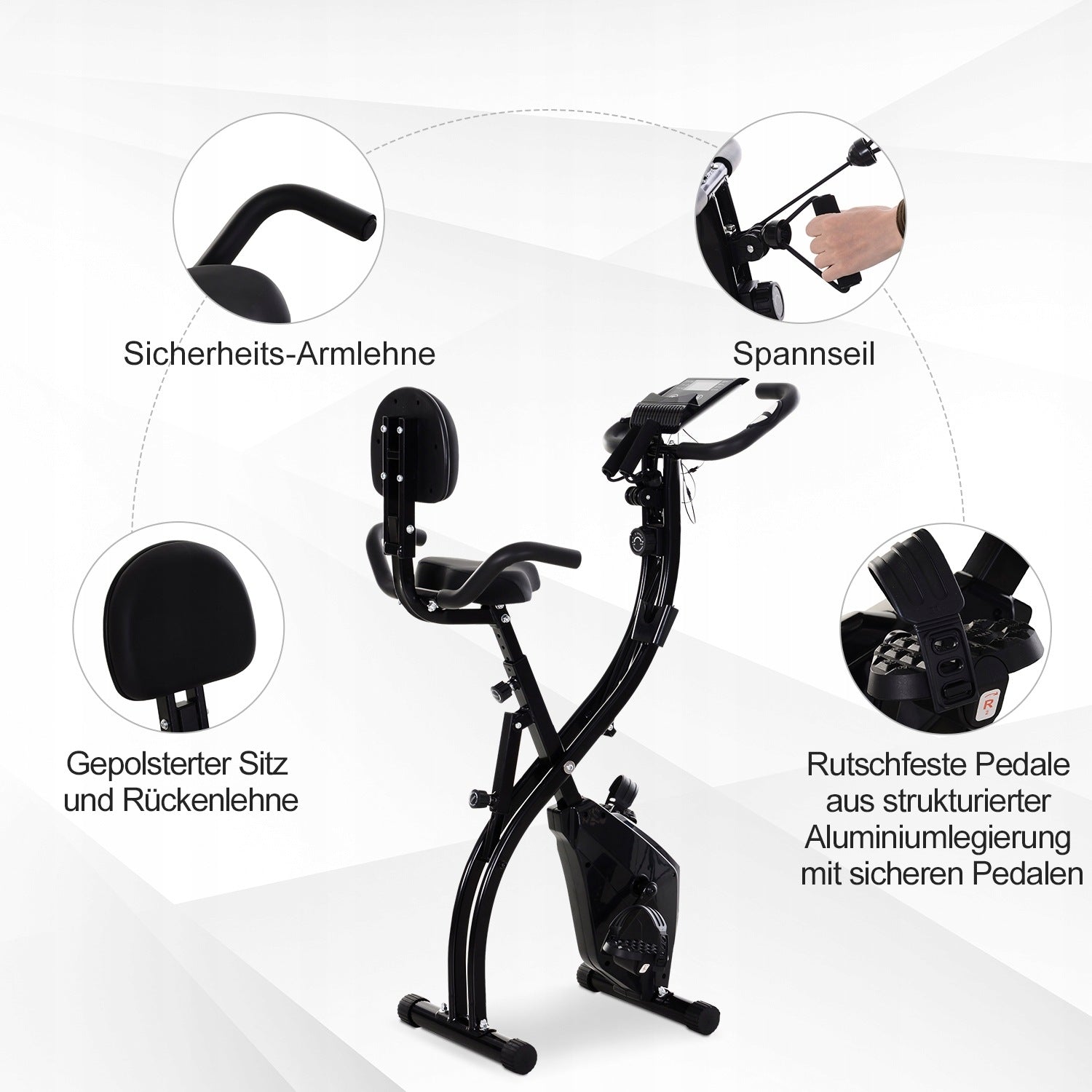 HOMCOM X-Bike exercise bike, LCD, foldable, adjustable, black Manufacturer code A90-196