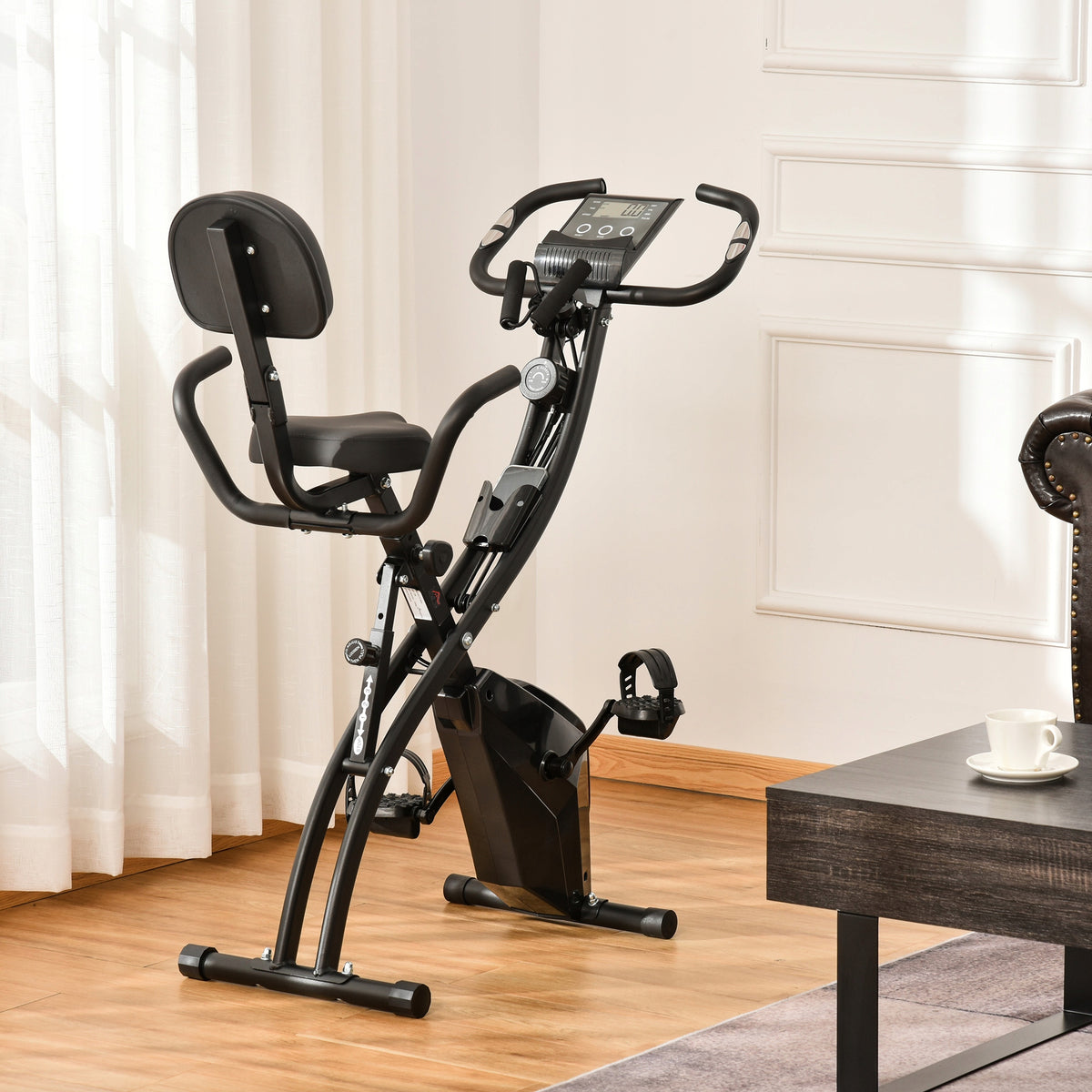HOMCOM X-Bike exercise bike, LCD, foldable, adjustable, black
