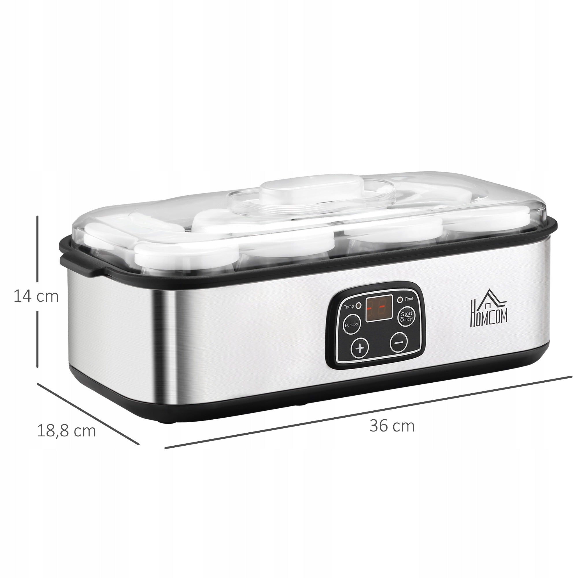 HOMCOM Yogurt machine, yogurt machine, 8 jars, digital display Brand Homcom